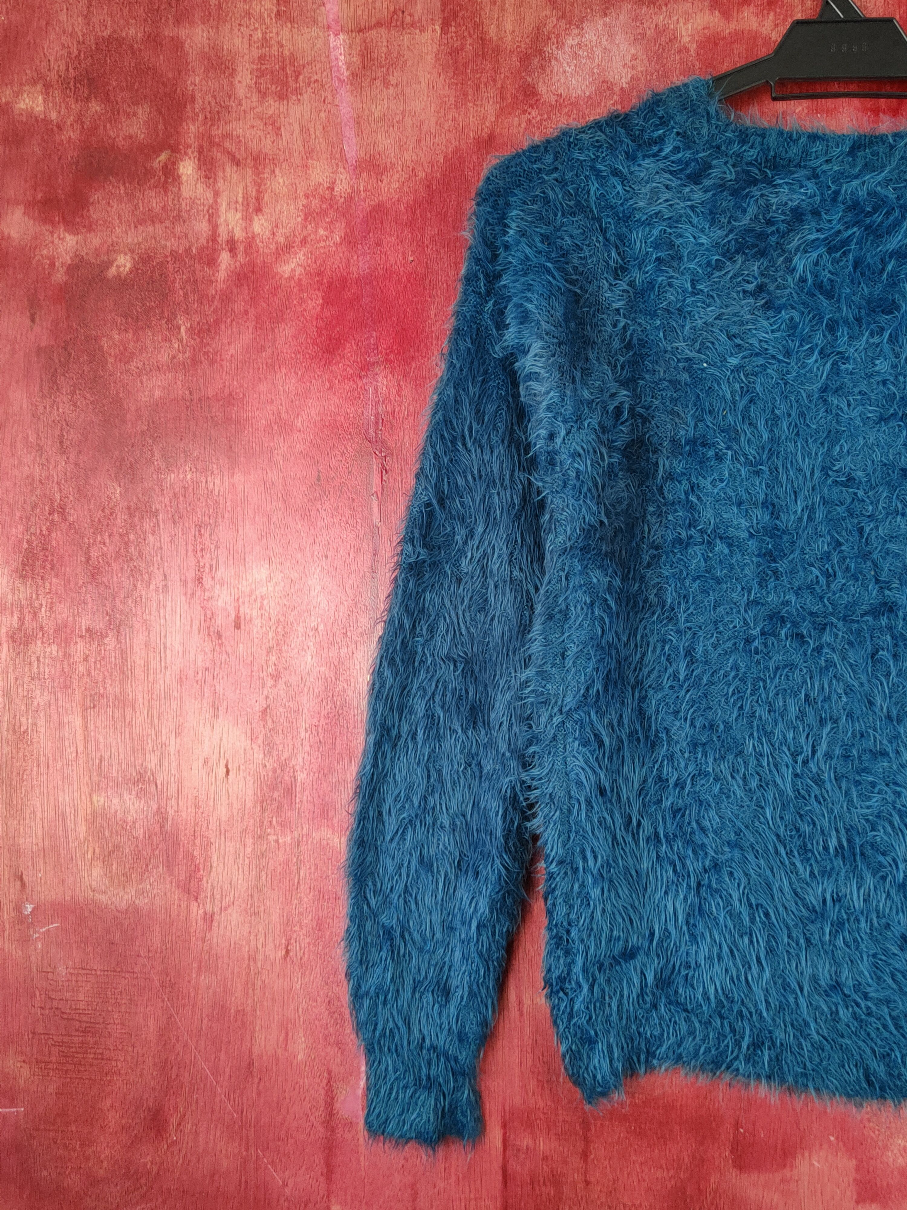 Aran Isles Knitwear Grove Dark Turquoise Shag Shaggy Fur Mohair Knitwear #S1888 Size M / US 6-8 / IT 42-44 - 8 Thumbnail