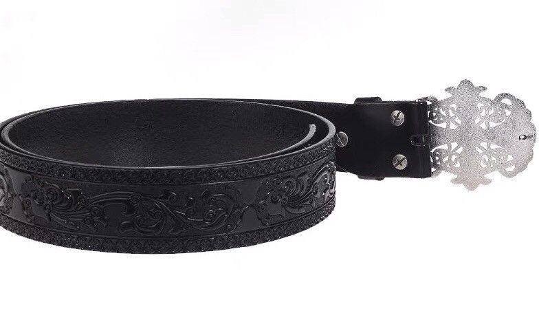 Other Retro vintage black carved western leather belt Size ONE SIZE - 3 Thumbnail