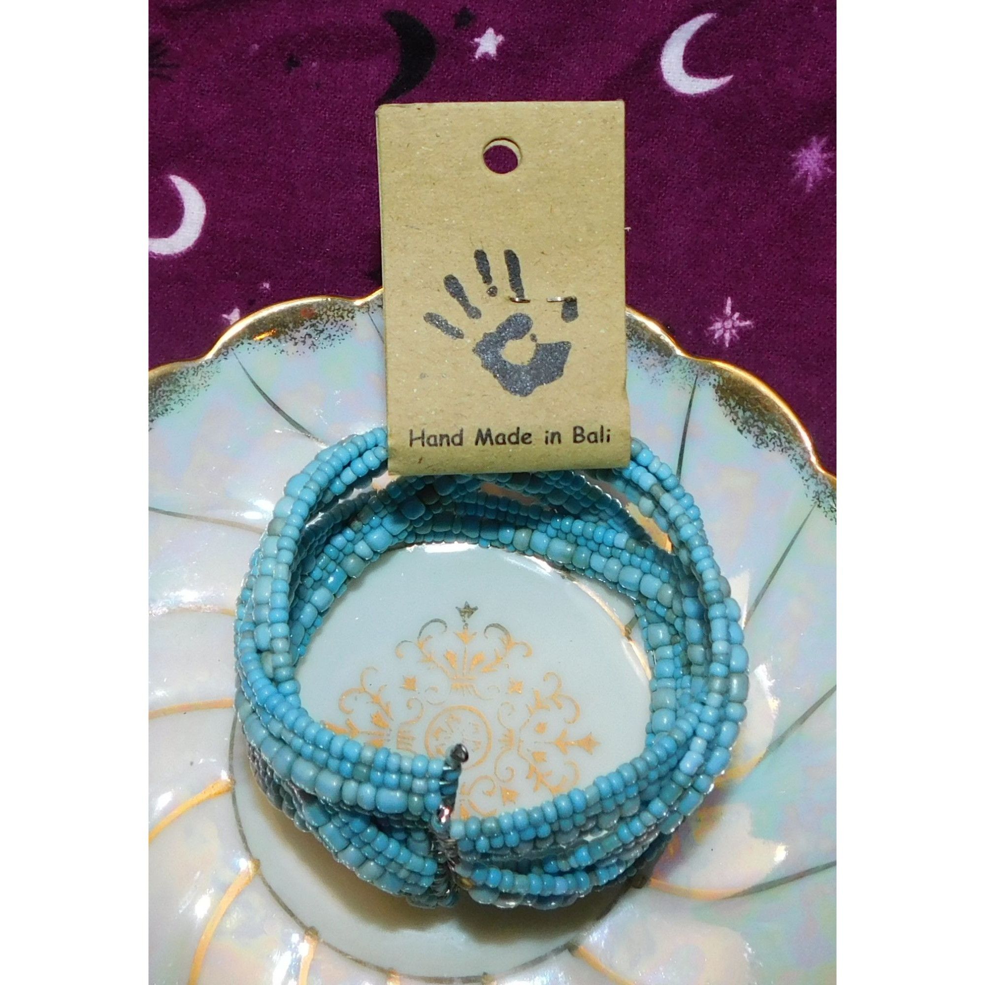 Other Archipelago Handmade Blue beaded Cuff Bracelet Size ONE SIZE - 5 Thumbnail