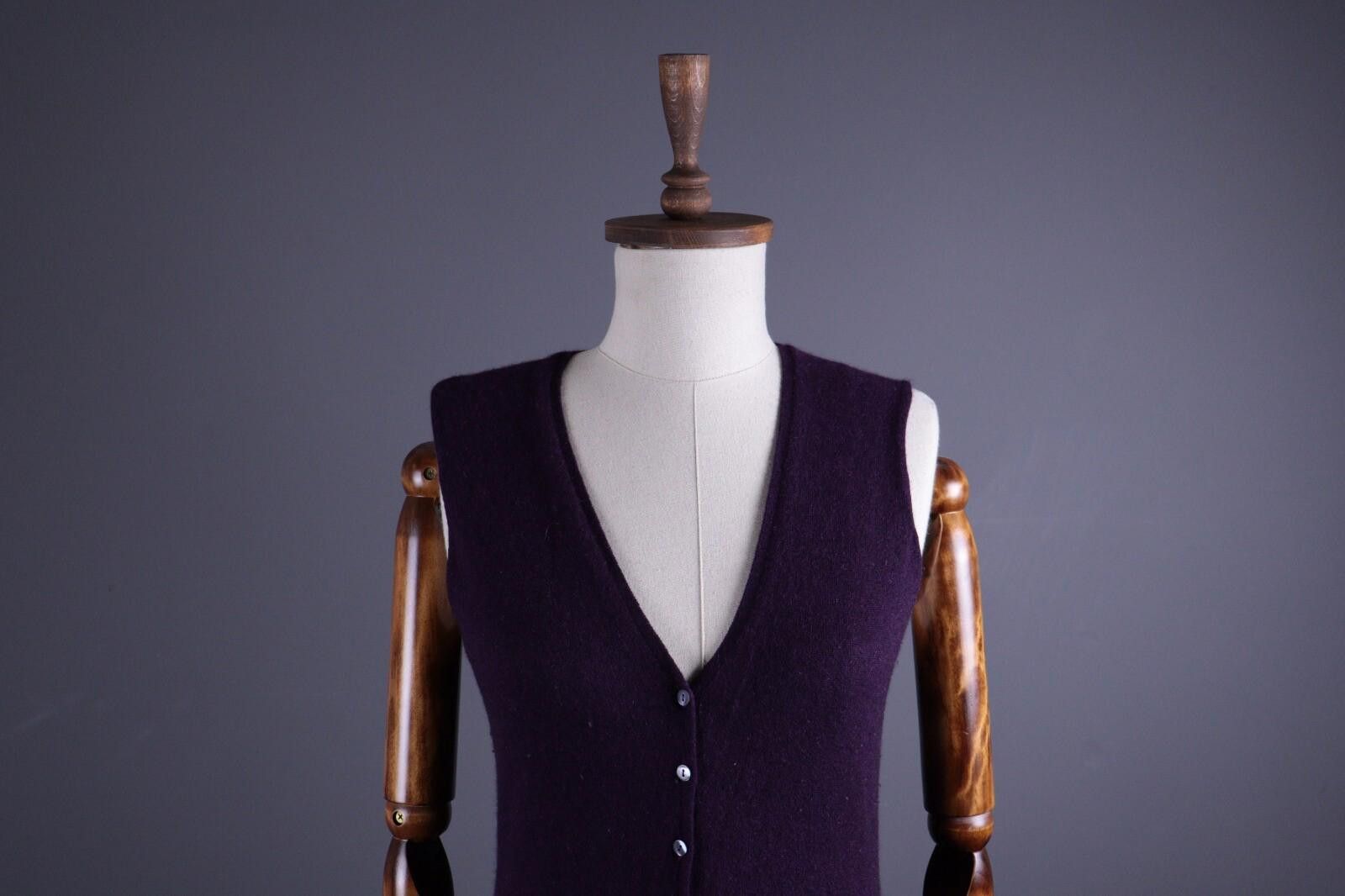 TIGRE BROCANTE Brora Purple Wool Knit Vest Cardigan Sweater Size S Size S / US 4 / IT 40 - 2 Thumbnail
