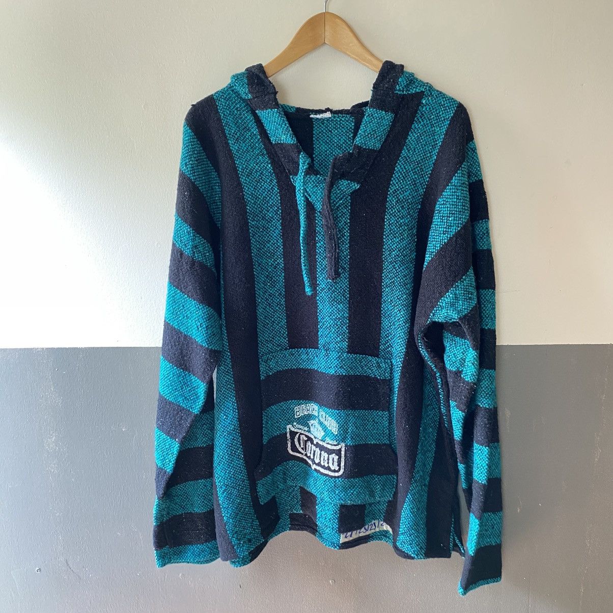 Vintage Black and Teal Striped Baja Hoodie Size US L / EU 52-54 / 3 - 1 Thumbnail