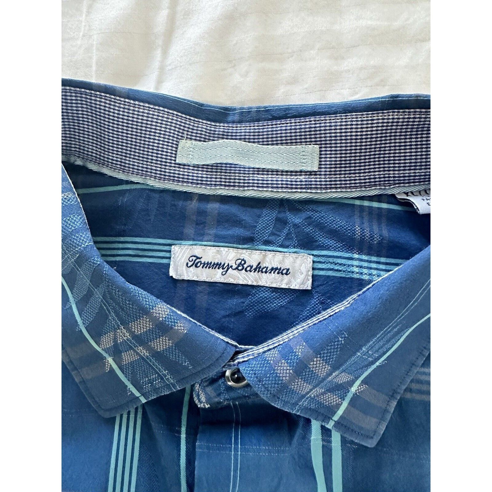 Tommy Bahama Tommy Bahamas Blue Teal Plaid Hawaiian Men’s Shirt Size XL Size US XL / EU 56 / 4 - 2 Thumbnail