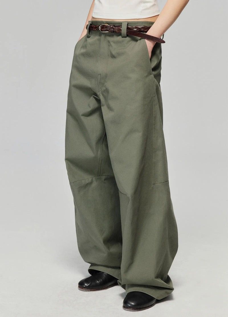 SIMPLE PROJECT Olive Darted Knee Cotton Trousers Size US 34 / EU 50 - 1 Thumbnail