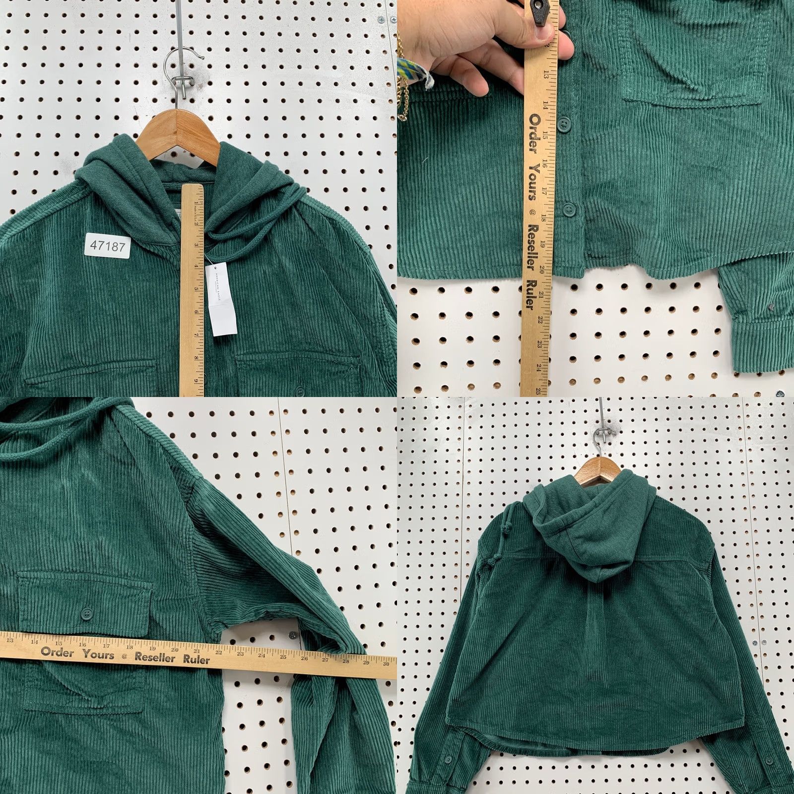 American Eagle Outfitters American Eagle Hooded Button Shirt Womens Medium Green Crop NWT Size M / US 6-8 / IT 42-44 - 9 Thumbnail