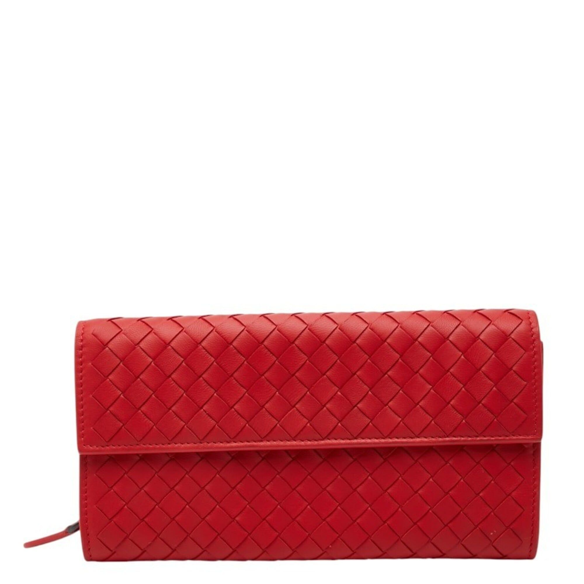 Bottega Veneta Bottega Veneta Intrecciato Round Zip Wallet Long Red Leather Women's BOTTEGAVENETA Size ONE SIZE - 1 Thumbnail