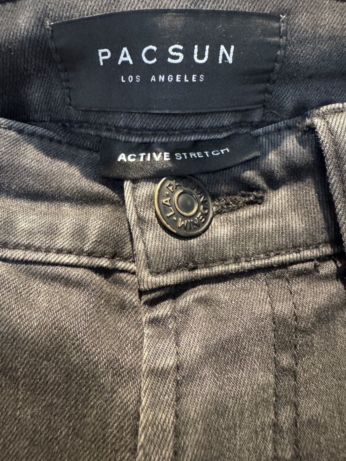 Pacsun Faded Black Stretchy Pacsun Ribbed Biker Denim Skinny Jeans Size US 30 / EU 46 - 8 Thumbnail
