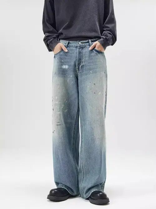 Hypebeast × Japanese Brand × Jean Loose washed baggy men's straight ice blue wide-leg jeans Size US 32 / EU 48 - 1 Thumbnail