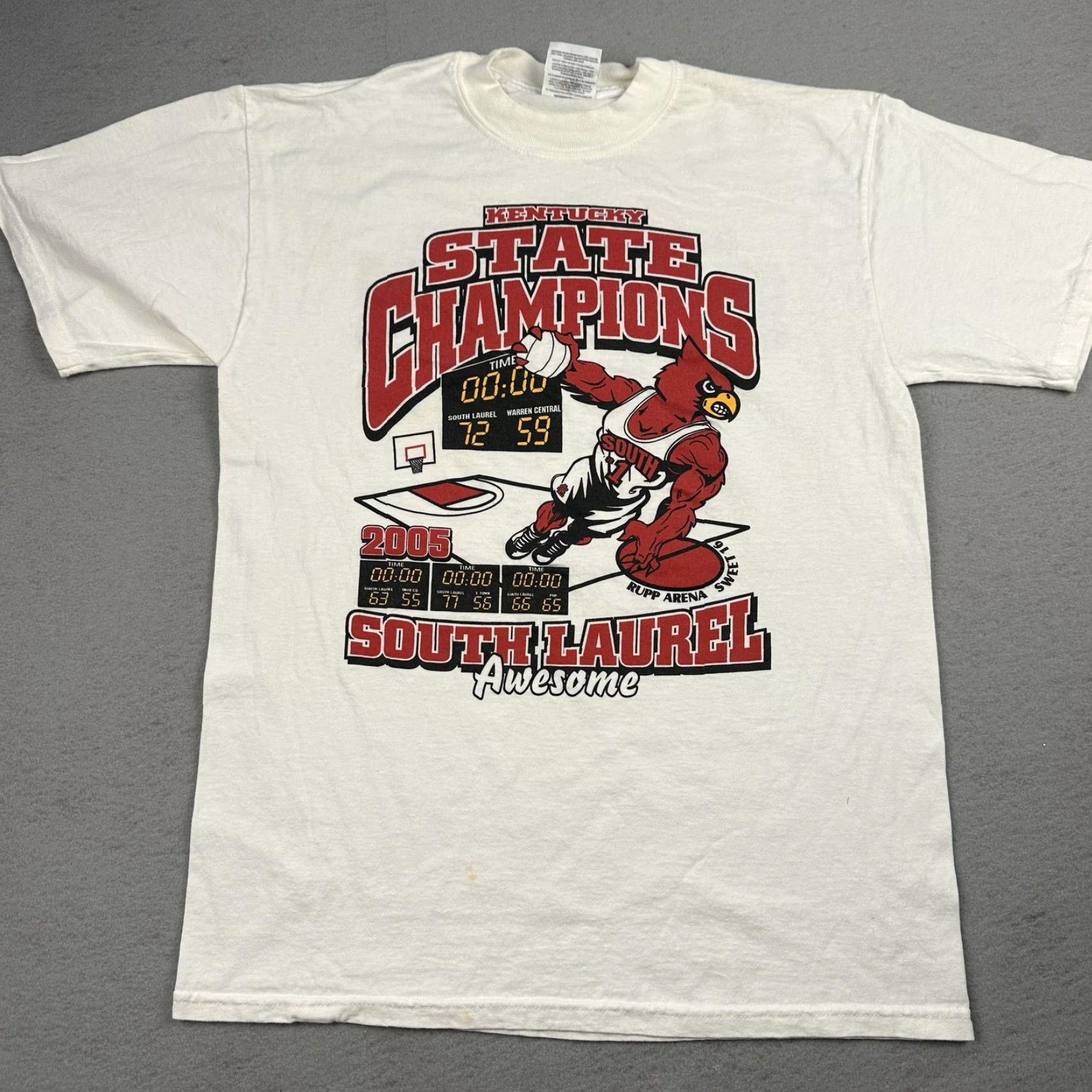 Jerzees VINTAGE South Laurel State Champs Shirt Mens M White Graphic Print 2005 Kentucky State Champions Basketball Size US M / EU 48-50 / 2 - 2 Thumbnail