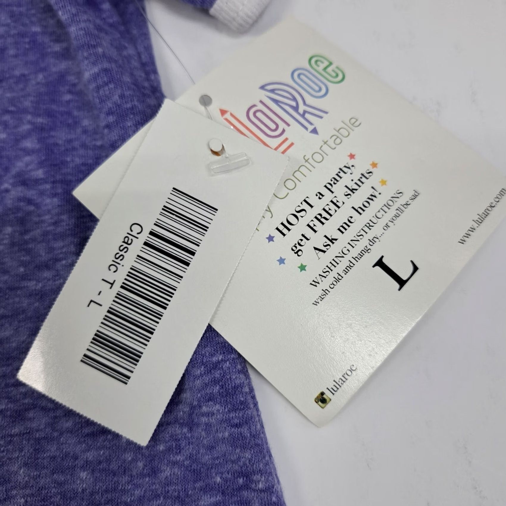 Vintage NWT LuLaRoe Classic Womens T Shirt Purple Large Scoop Neck Short Sleeve Knit Pullover Raglan Sleeve Traditional Tunic Style Mens? Size L / US 10 / IT 46 - 6 Thumbnail