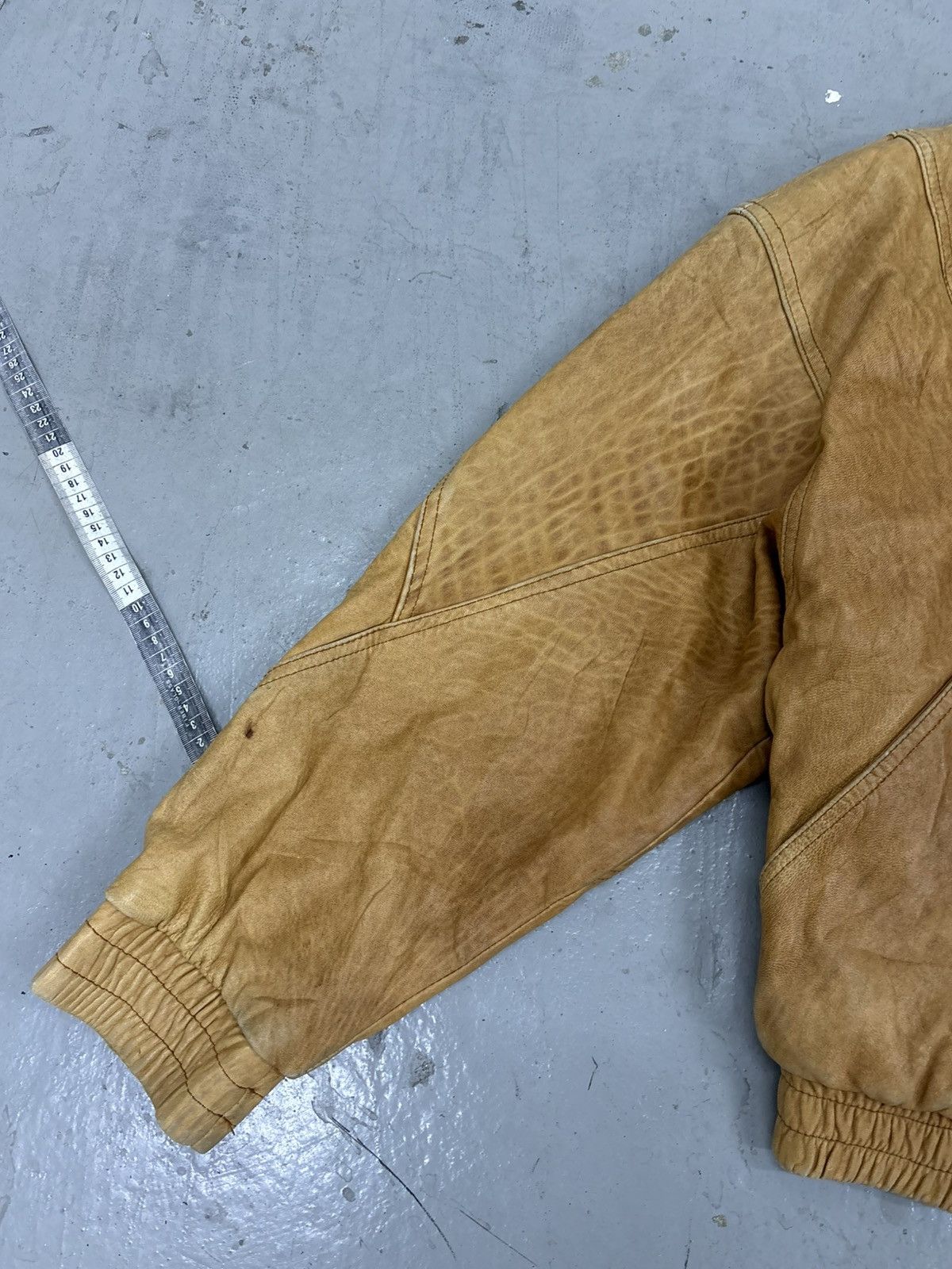 Rare Vintage 80s Patina Leather Bomber Jacket Double Collar