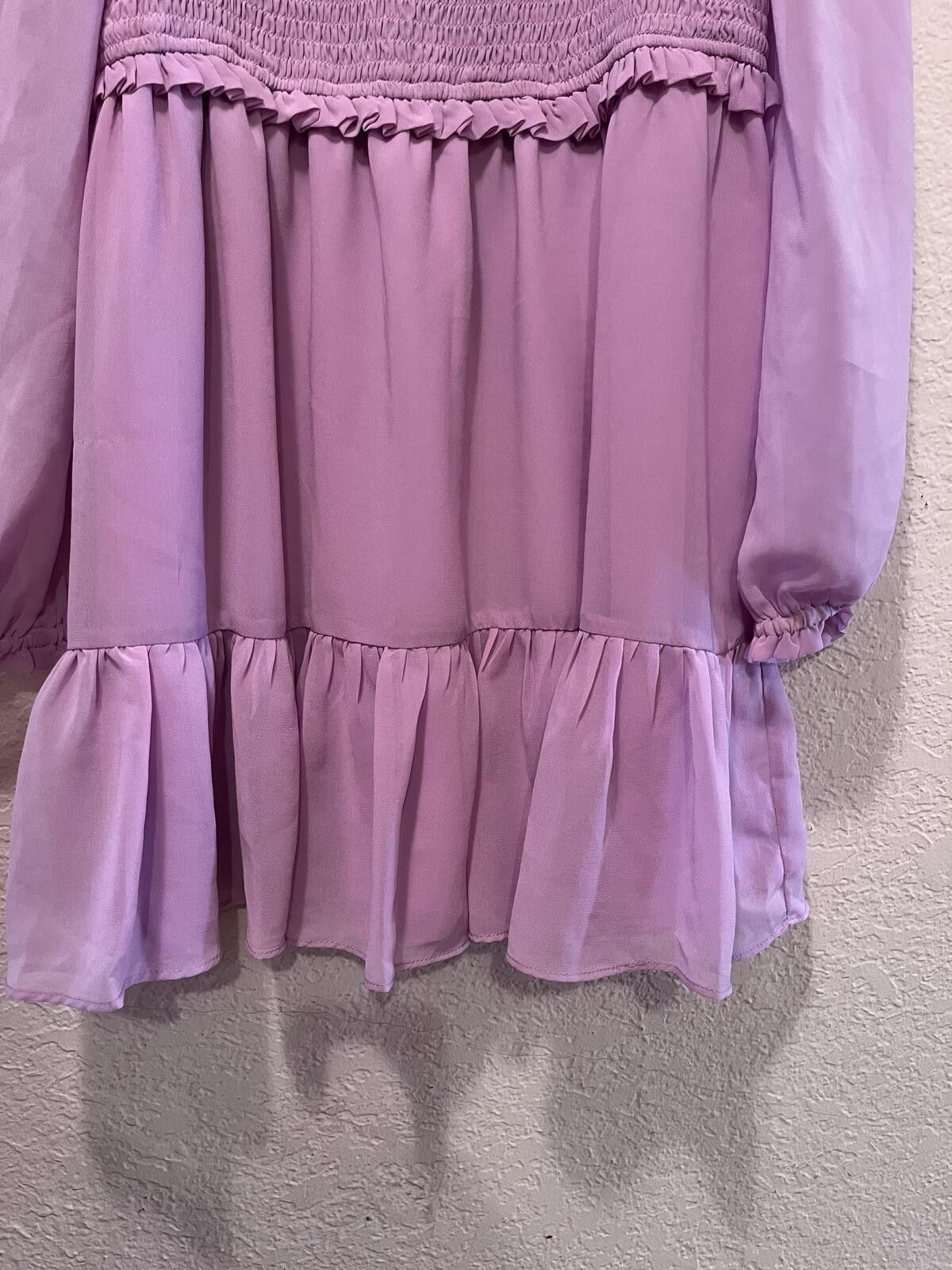 Other MSK Lavender Smocked Bodice Dress with Puff Sleeves Size L / US 10 / IT 46 - 9 Thumbnail