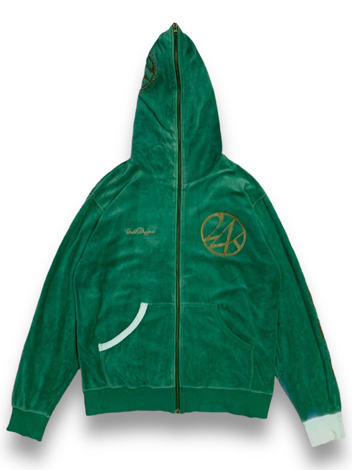 Japanese Brand Vintage 24Karats Big Logo Printed FullZip Hoodie like Bape Size US L / EU 52-54 / 3 - 2 Thumbnail