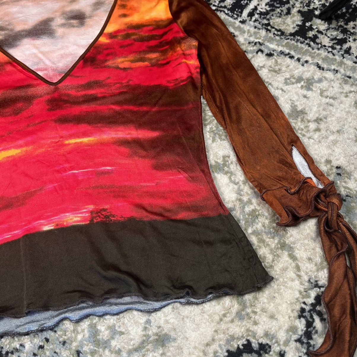 Roberto Cavalli Class Roberto Cavalli Sunset Print Mesh Top Y2K Designer Size S / US 4 / IT 40 - 6 Thumbnail