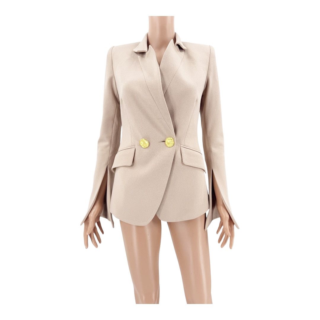 Other Rebecca Vallance Beige Blazer Gold Buttons Cutout Sleeves Size XS / US 0-2 / IT 36-38 - 1 Thumbnail