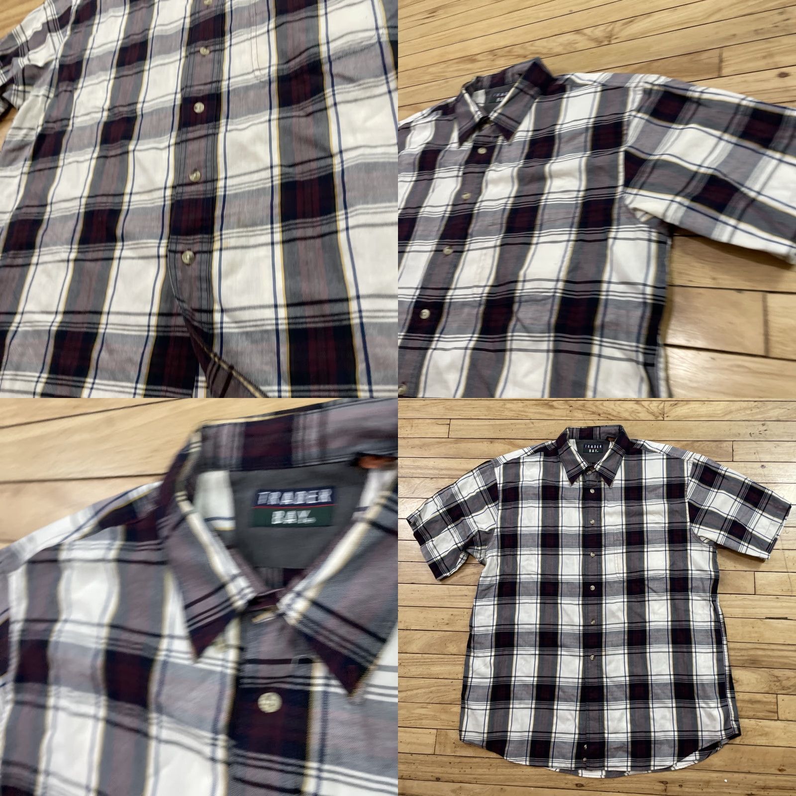 Vintage VINTAGE Trader Bay Button-Up Shirt Men XLT Purple Gray Plaid Outdoor Oxford XL Tall Size US XL / EU 56 / 4 - 10 Thumbnail