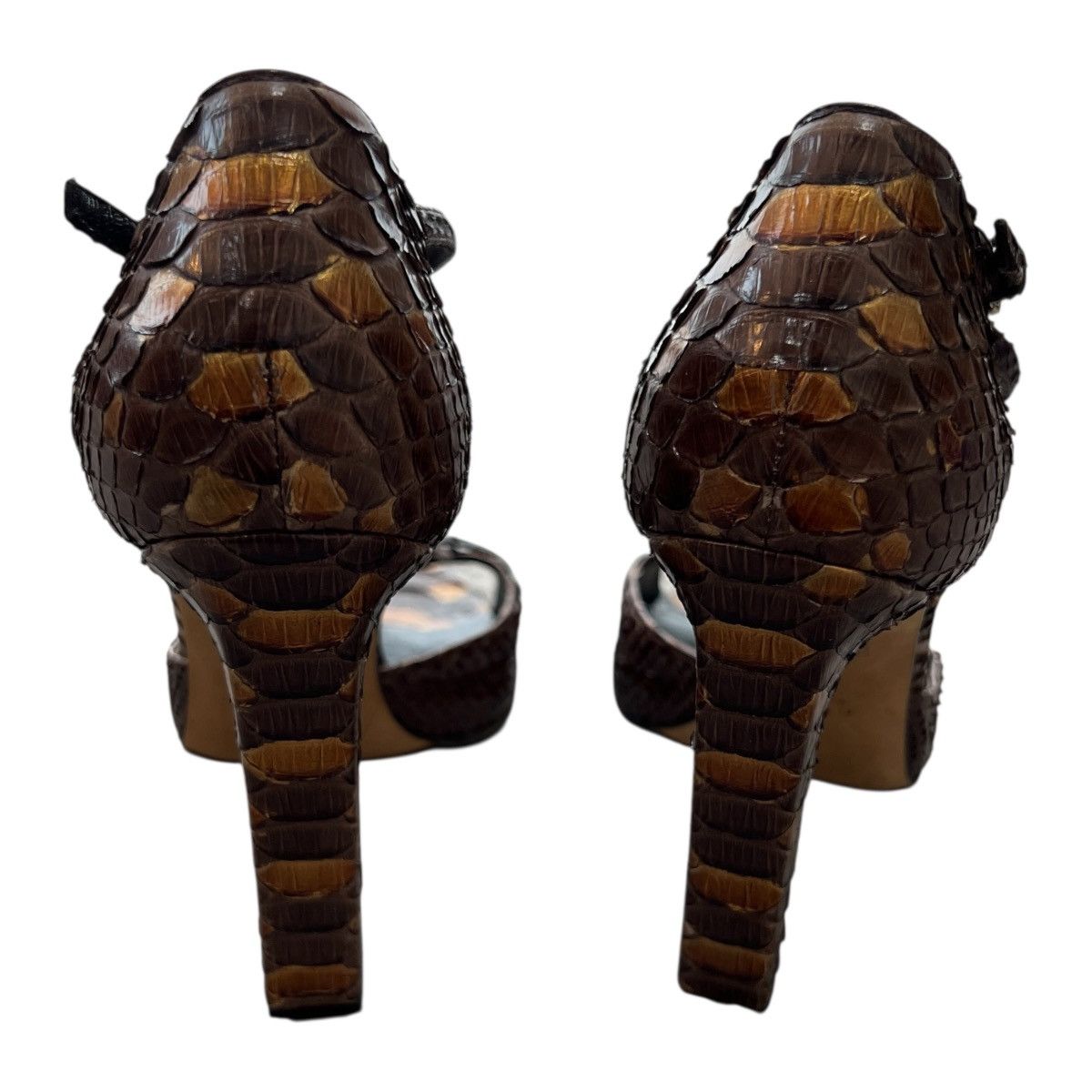 Gucci GUCCI Brown Python Flower Motif Open-Toe High Heel Size US 7.5 / IT 37.5 - 5 Thumbnail