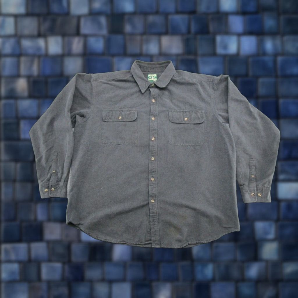 Vintage Guide Series Heavy Cotton Flannel Chamois Shirt Button Up Outdoors 2XLT Gray Cotton Classic Mens Long Sleeve Pocketed Button-Down Shirt Size US XXL / EU 58 / 5 - 1 Thumbnail
