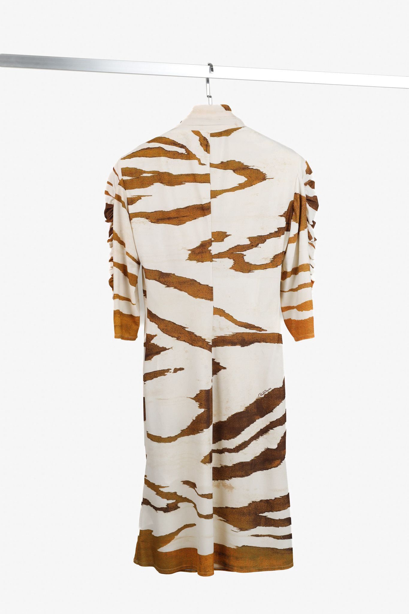 Roberto Cavalli Roberto Cavalli Brown Yellow Animal Print 40s Style Dress Size L / US 10 / IT 46 - 2 Thumbnail