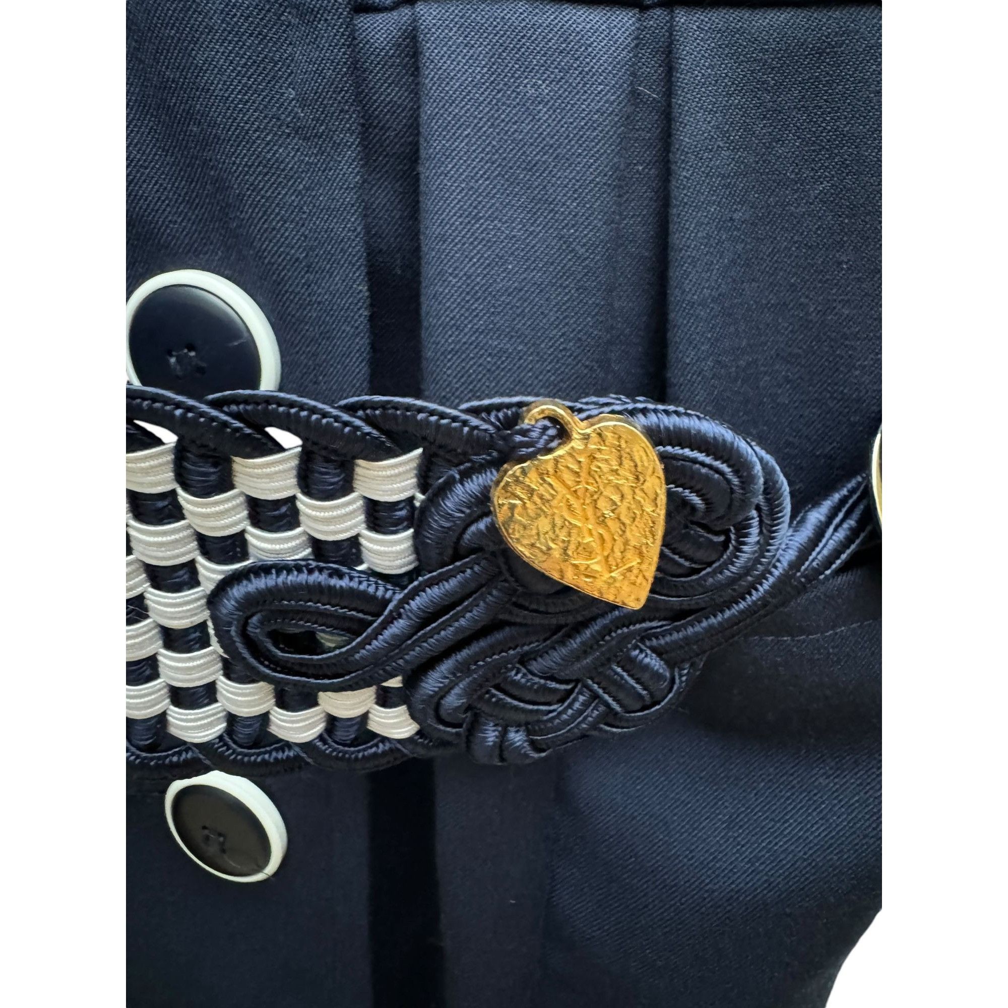 Yves Saint Laurent Vintage 1980s navy wool belted dress Size M / US 6-8 / IT 42-44 - 6 Thumbnail