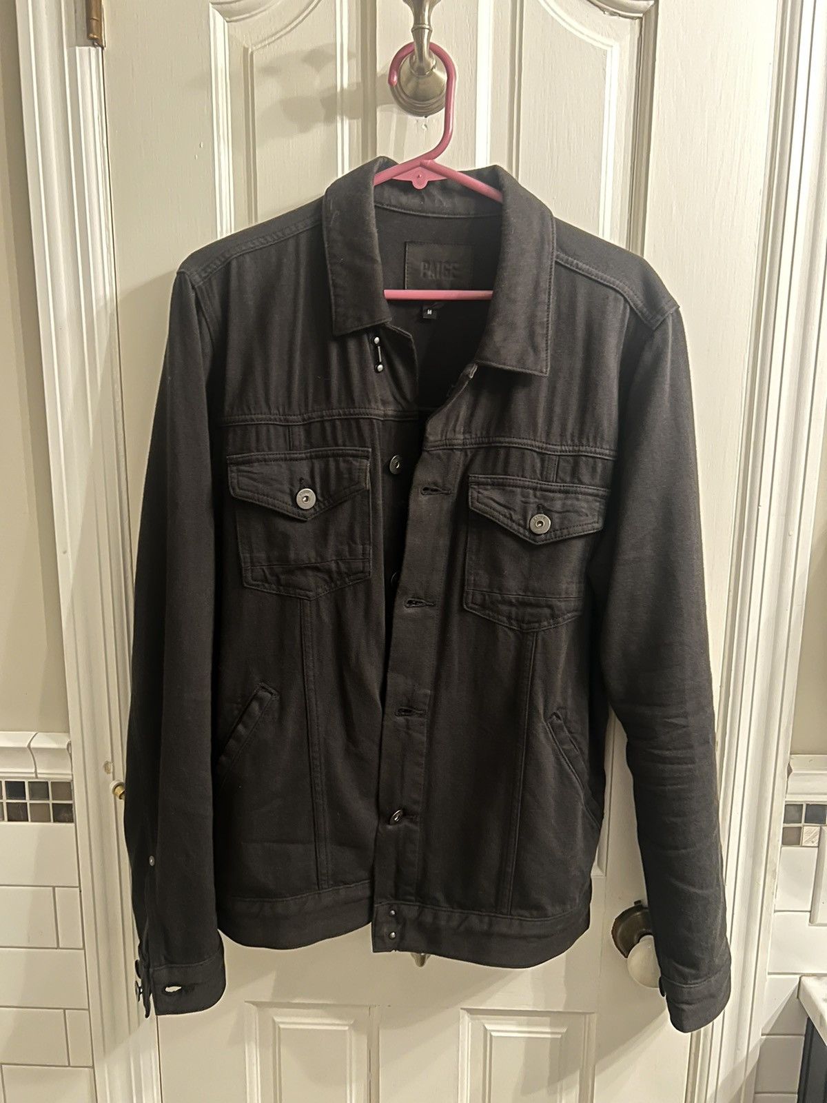 image of Paige Black Denim Jacket/overshirt, Men's (Size Medium)
