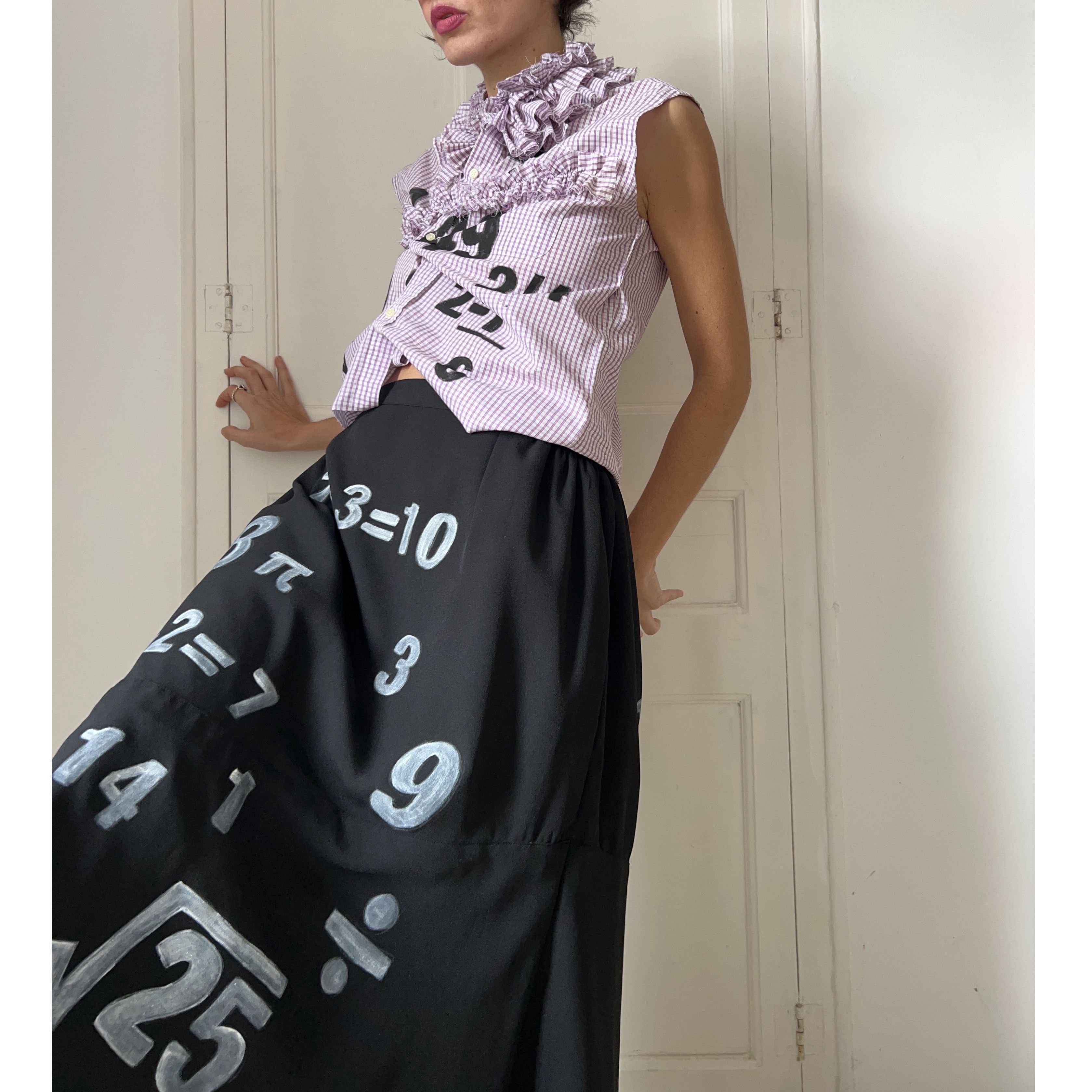 Custommade Hand-Painted Math Equation Skirt Set Size XL / US 12-14 / IT 48-50 - 5 Thumbnail