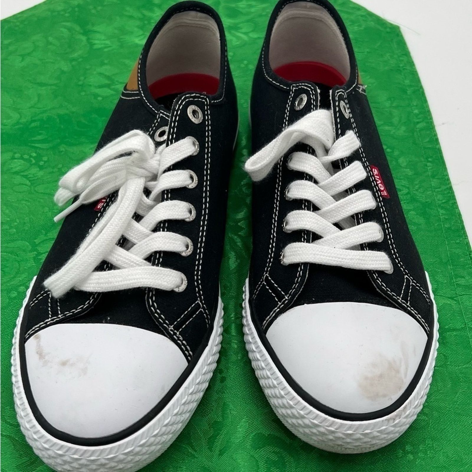 Levi's Levi’s Red Label Black Canvas Logo Lace Up Sneaker Shoes Size US 8 / IT 38 - 2 Thumbnail