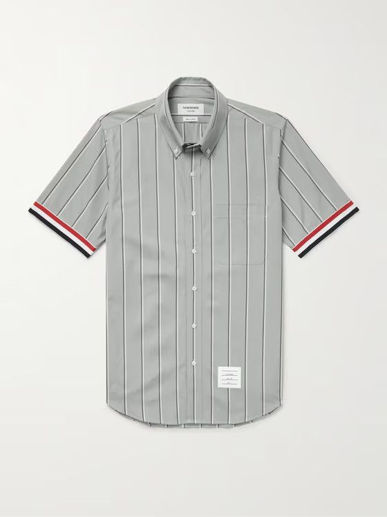 Thom Browne o1s22i1n1224 Striped Oxford Cotton Shirt in Grey Size US S / EU 44-46 / 1 - 1 Thumbnail