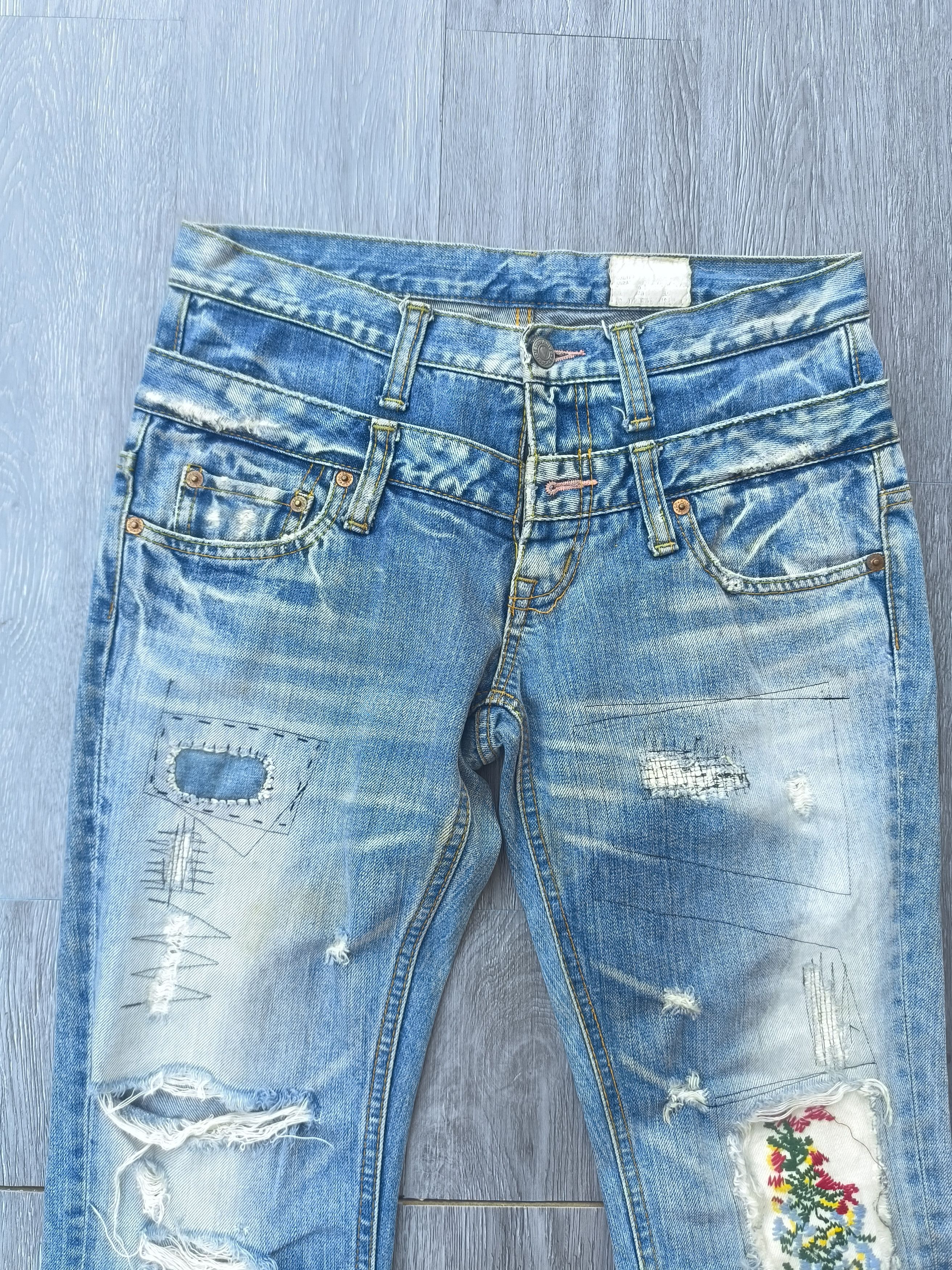 If Six Was Nine × Le Grande Bleu (L.G.B.) ANTGAUGE DISTRESSED PATCHWORKS JEANS LIKE KAPITAL JEANS Size US 31 - 2 Thumbnail