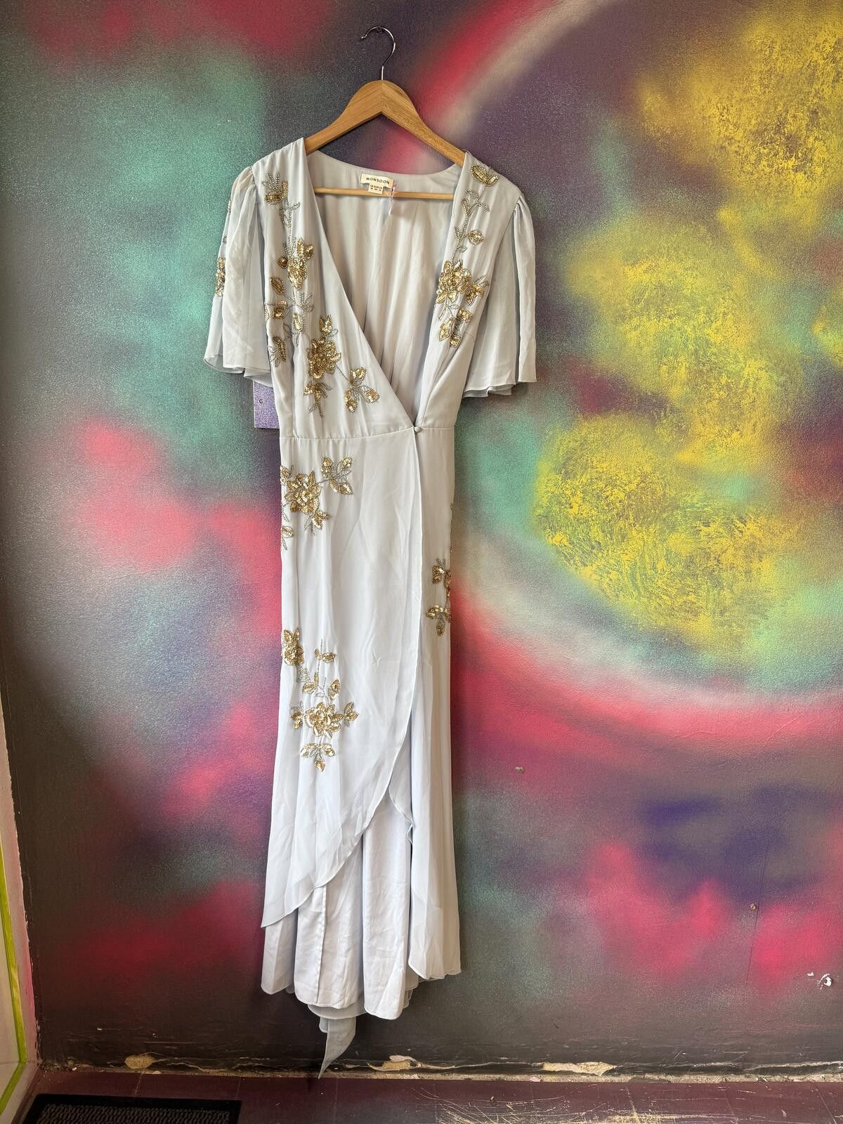 Other Monsoon Sarah Floral embellished maxi wrap dress - mid blue Size XL / US 12-14 / IT 48-50 - 1 Thumbnail