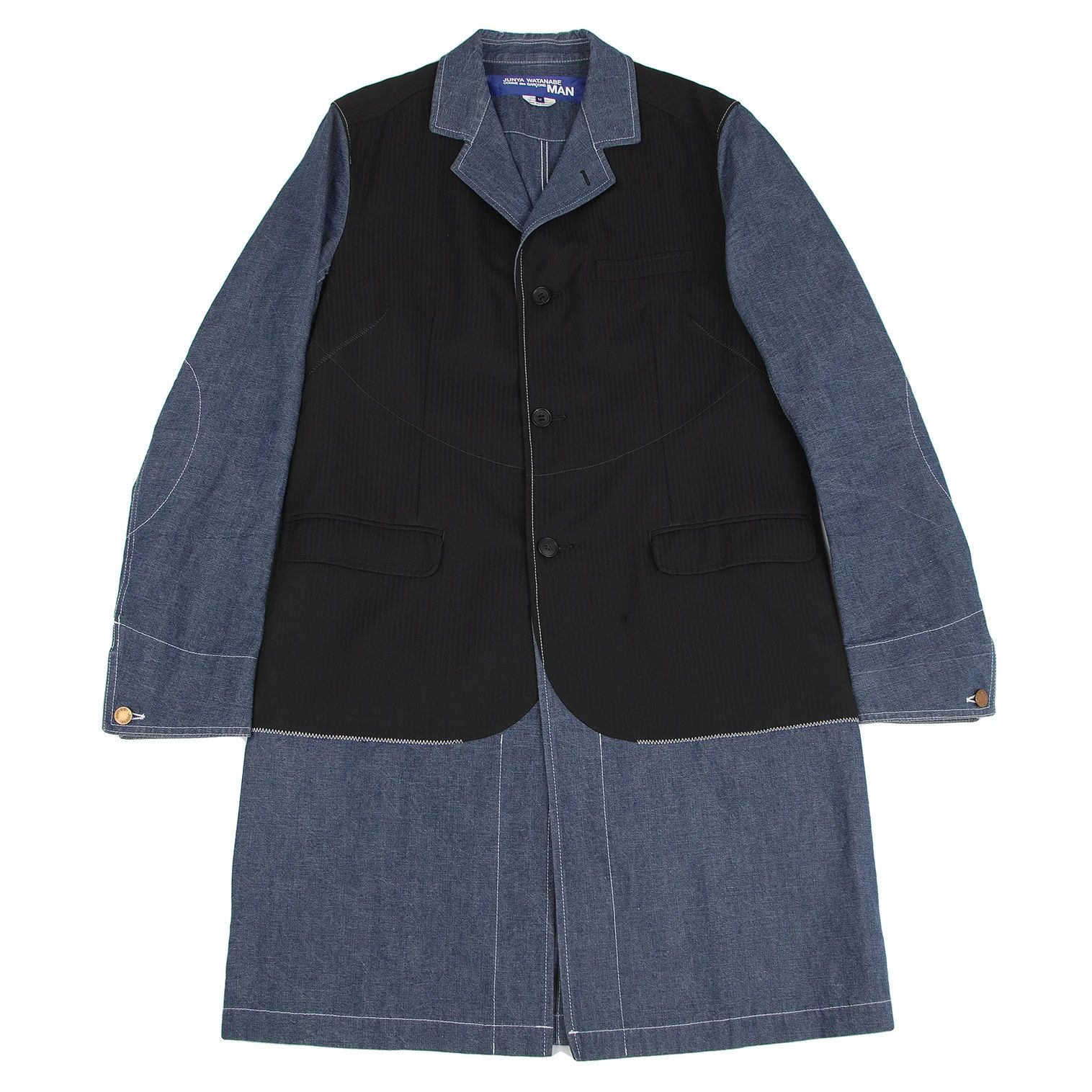 Junya Watanabe Cotton Linen Denim Coverall Coat in Navy Blue and Others Size US M / EU 48-50 / 2 - 1 Thumbnail