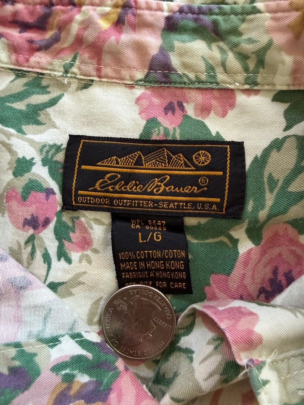 Eddie Bauer × Vintage Vintage Women's Eddie Bauer Floral Button Down Shirt L White Size L / US 10 / IT 46 - 5 Thumbnail