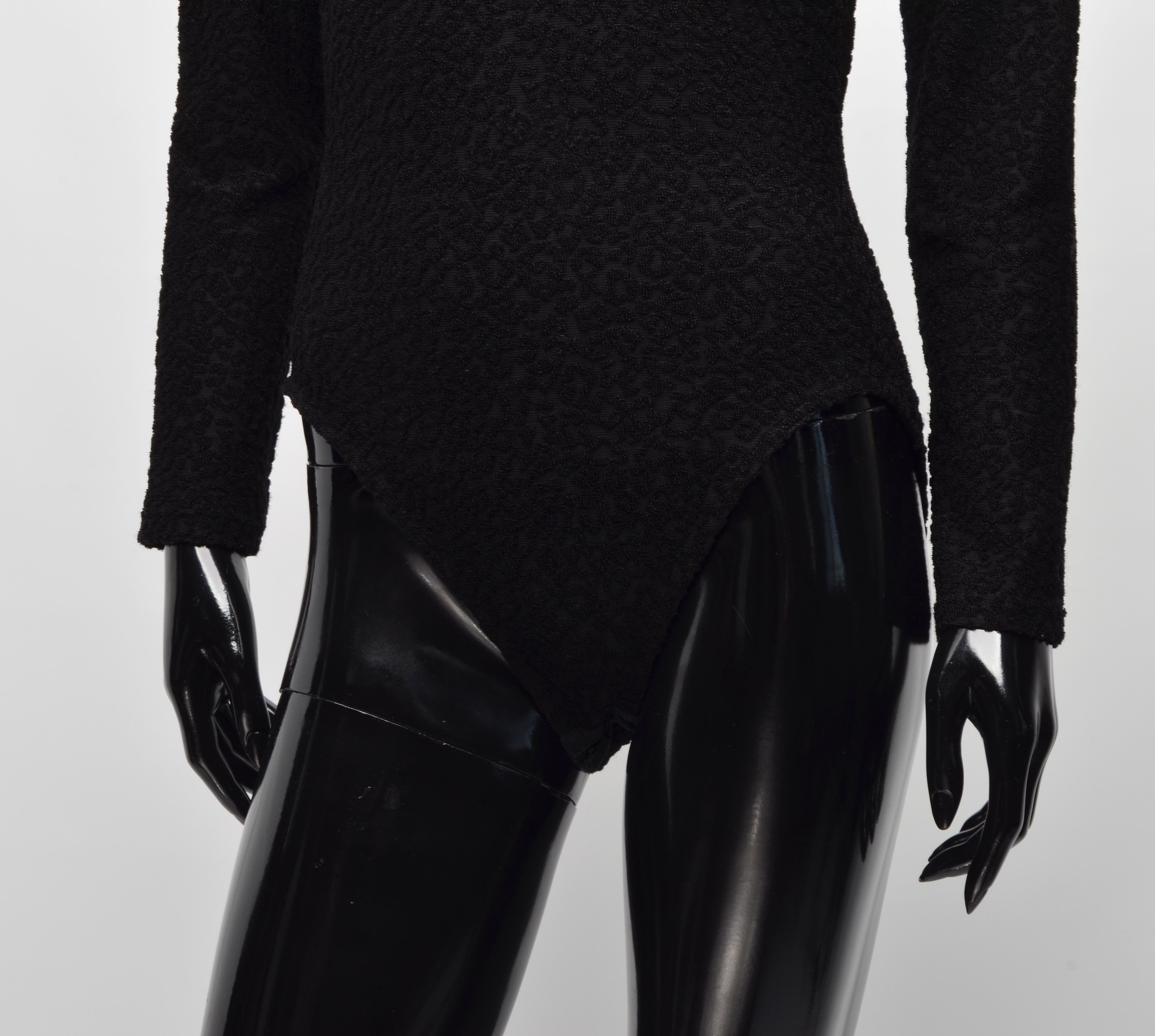 Vintage Vintage Les Swity Glam Black Long Sleeve Bodysuit Size M / US 6-8 / IT 42-44 - 3 Thumbnail