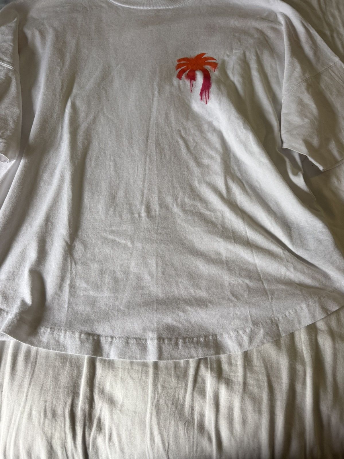 Palm Angels Palm Angels White Red Spray Logo Tee Size US M / EU 48-50 / 2 - 9 Thumbnail