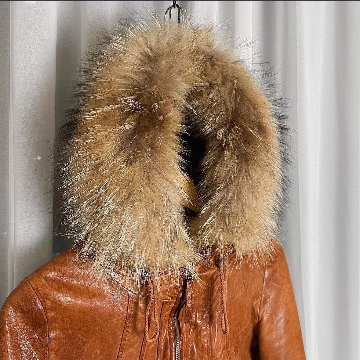 GOA Raccoon Fur Cropped Leather Jacket 2000's