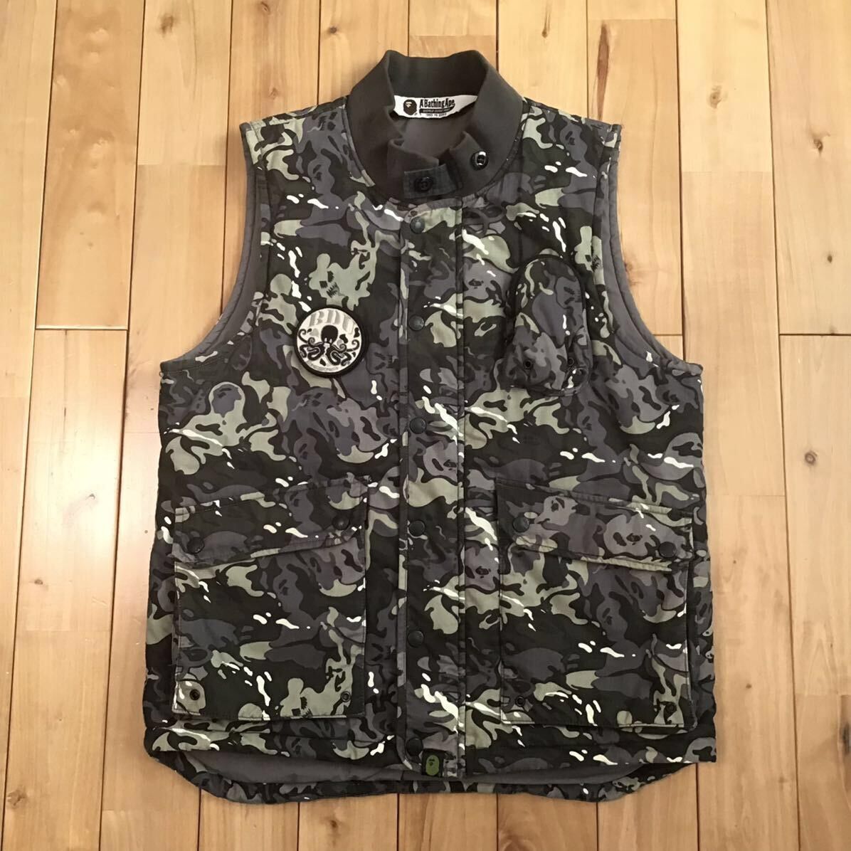 image of Bape Octopus Camo Batting Vest A Bathing Ape in Grey, Men's (Size Medium)