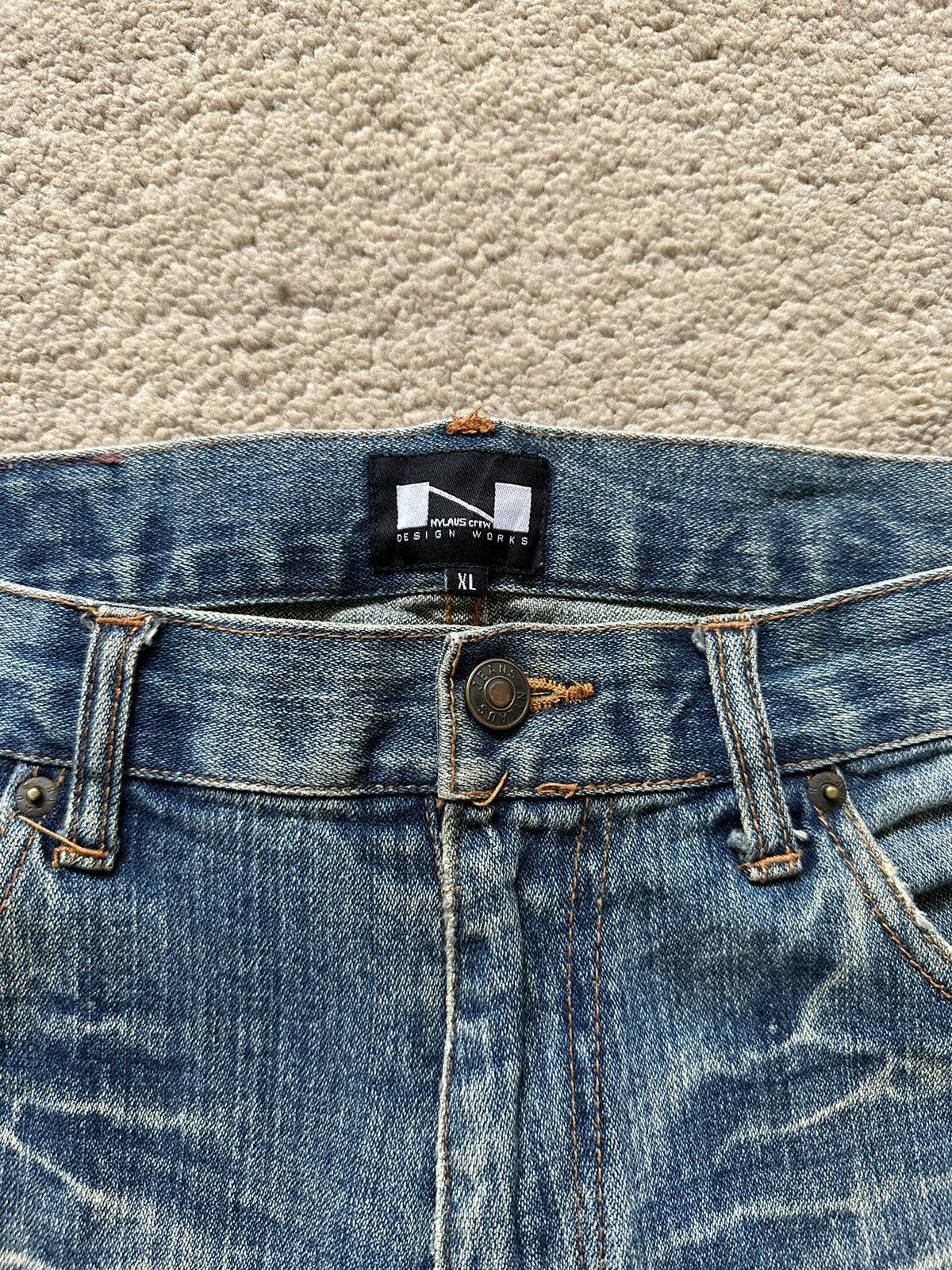 Japanese Brand 1990s Nylus Crew Design Work Distressed Jeans Size US 34 / EU 50 - 5 Thumbnail