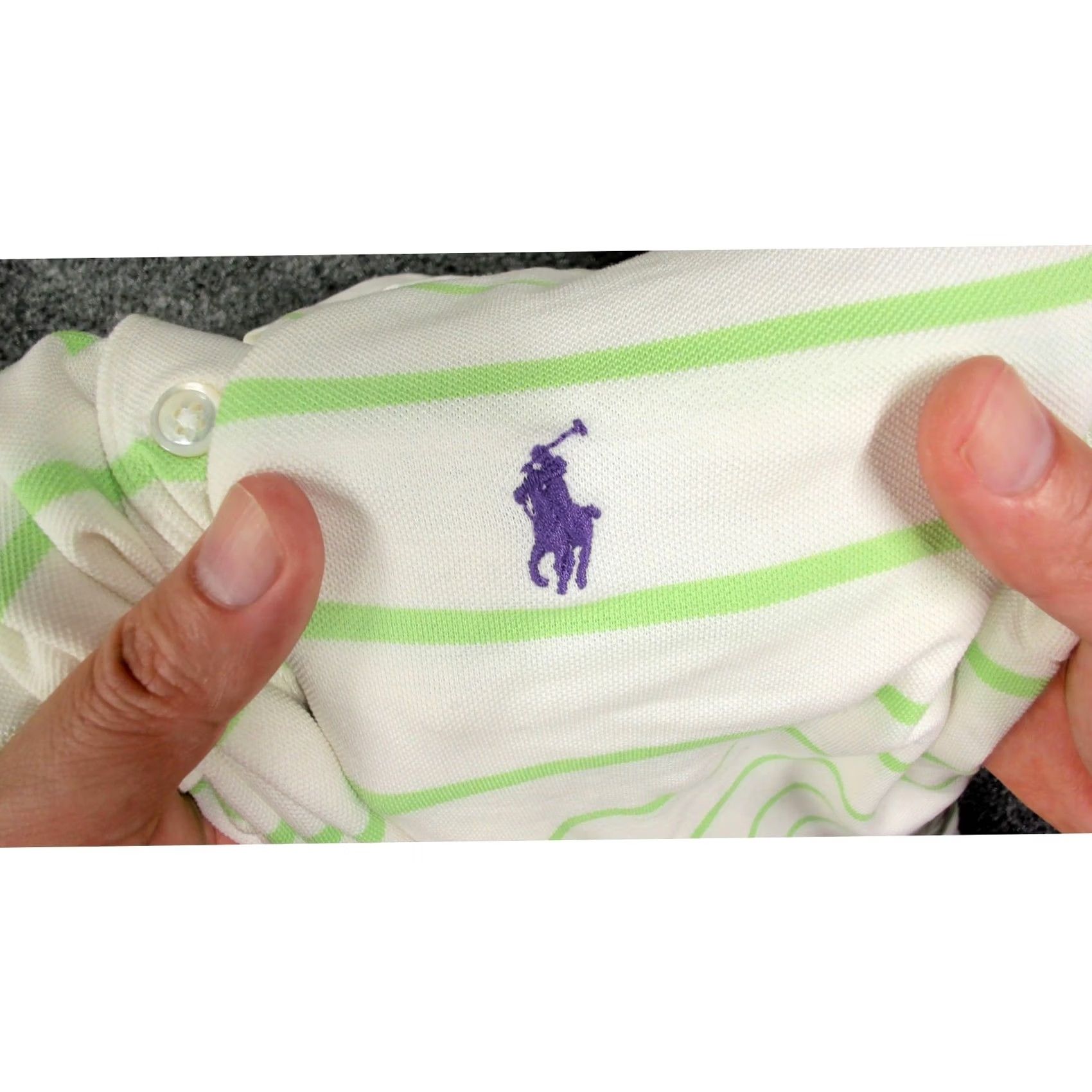 Polo Ralph Lauren Polo Ralph Lauren Striped Polo Shirt White Lime Green Purple Pony Y2K Mens Large Size US L / EU 52-54 / 3 - 6 Thumbnail