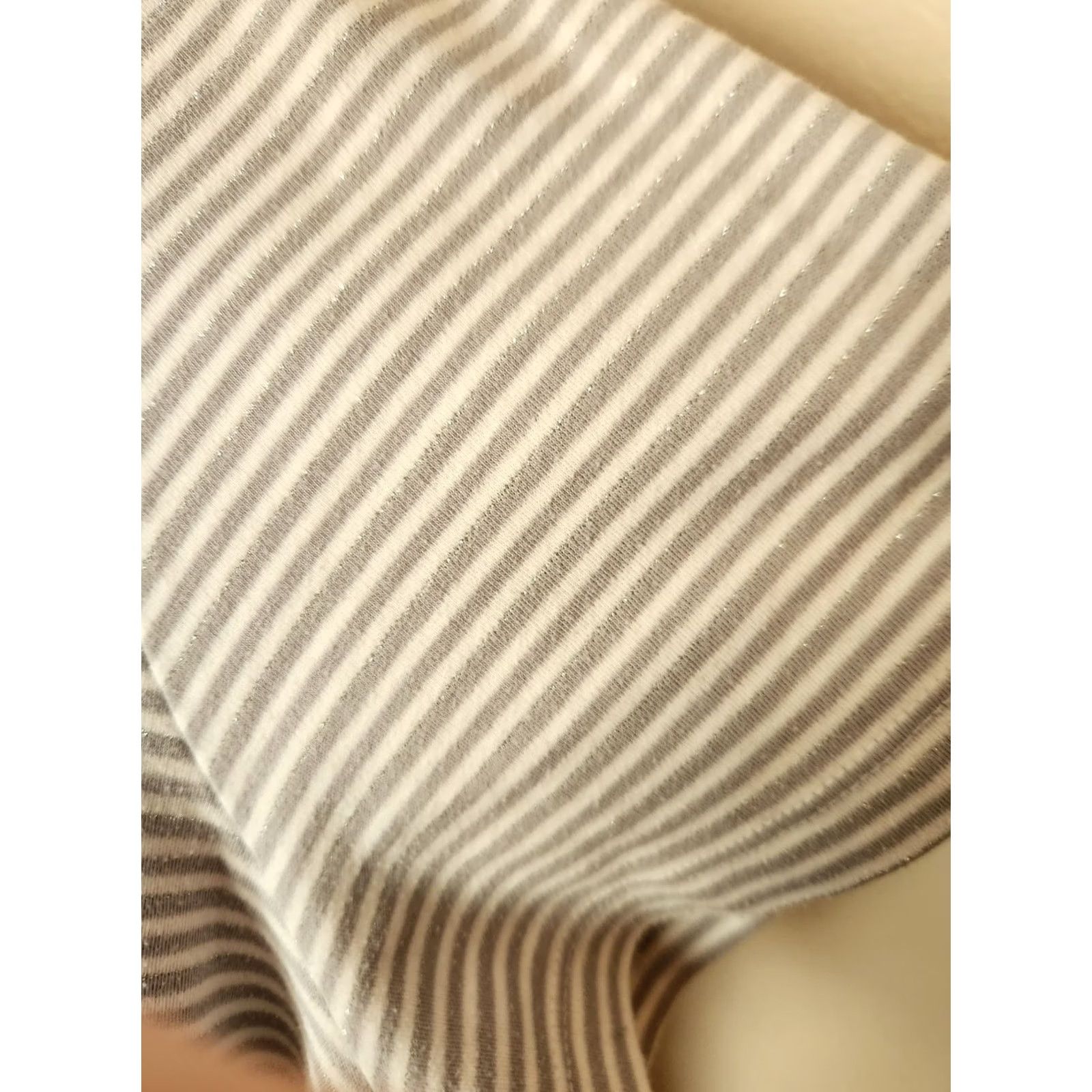 Vintage Alfred Dunner Woman Gray Metallic Stripe Beaded Lace Trim Casual Top Boho 3X Size XXL / US 16-18 / IT 52-54 - 4 Thumbnail