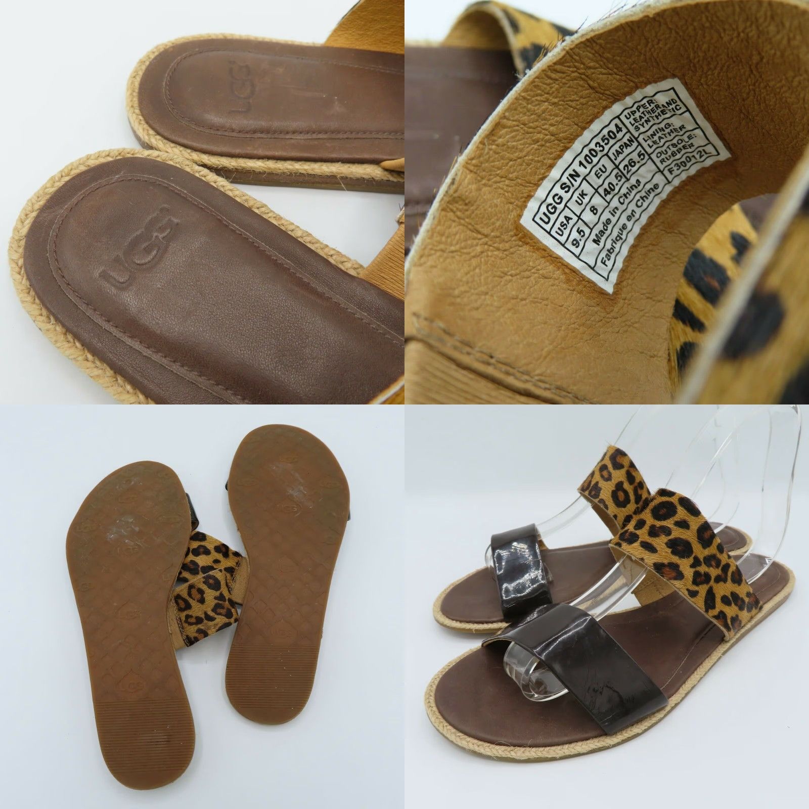 Ugg UGG Women Amalia Leopard Leather Flat Slide Sandals 9.5 Brown Animal Print Slip On Vintage: No Womens Size US 10 / IT 40 - 8 Thumbnail