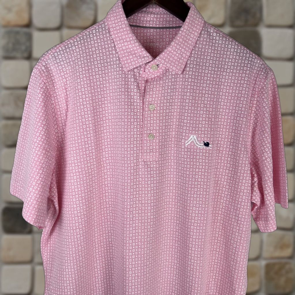 johnnie-O johnnie O Polo Shirt Mens Large Pink Sands Redding Performance Golf Lightweight Polo Shirt Mens Large Pink Sands Redding Geometric Pattern Size US L / EU 52-54 / 3 - 1 Thumbnail