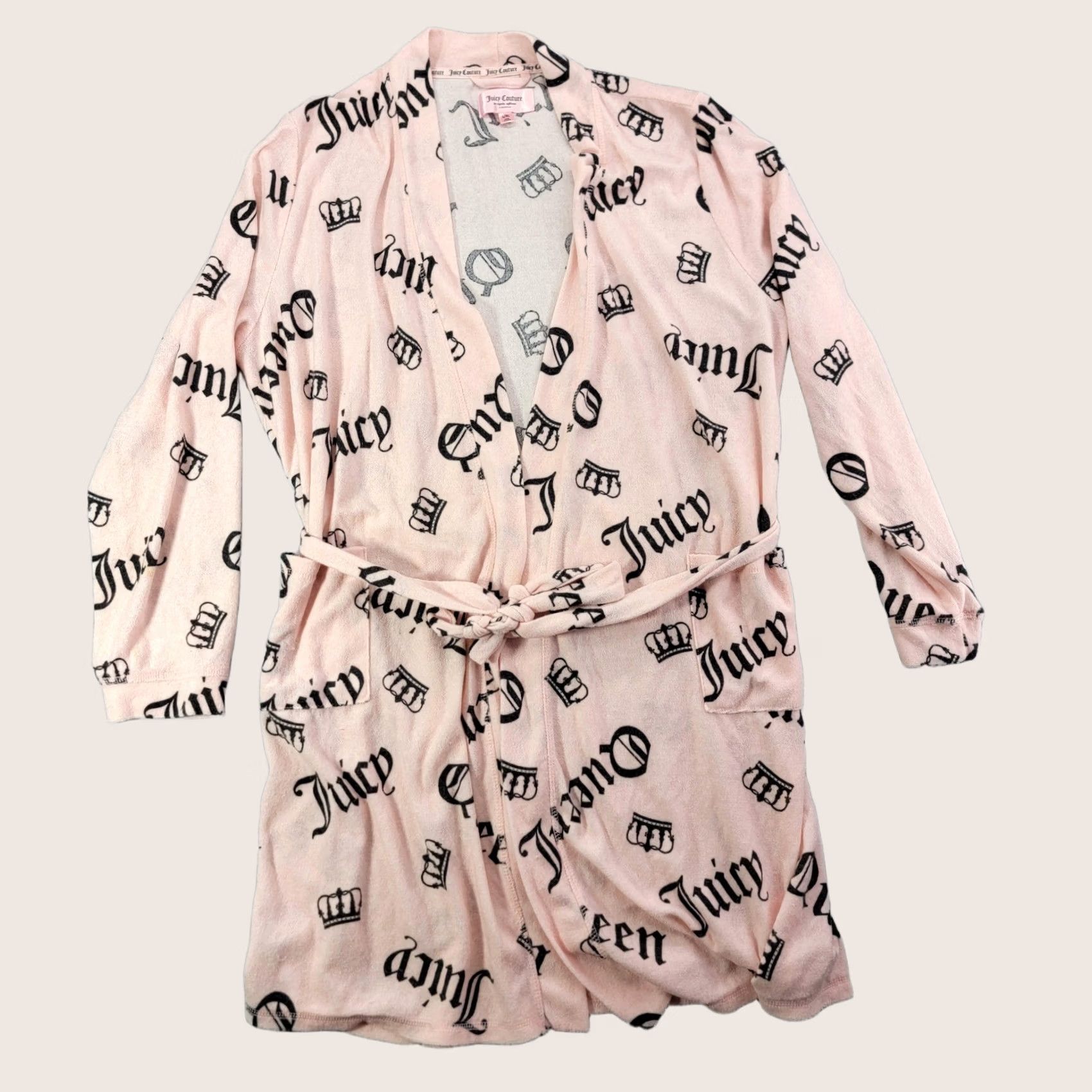 Juicy Couture Juicy Couture Robe Womens L/XL Pink Kimono Juicy Queen Graphic Sleepwear Lounge Size ONE SIZE - 1 Thumbnail
