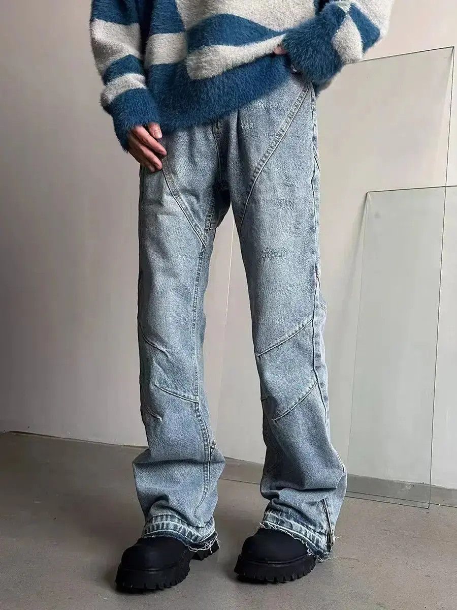 Japanese Brand Street Hip Hop Side Zip Micro Flare Y2K Jeans Size US 32 / EU 48 - 1 Thumbnail