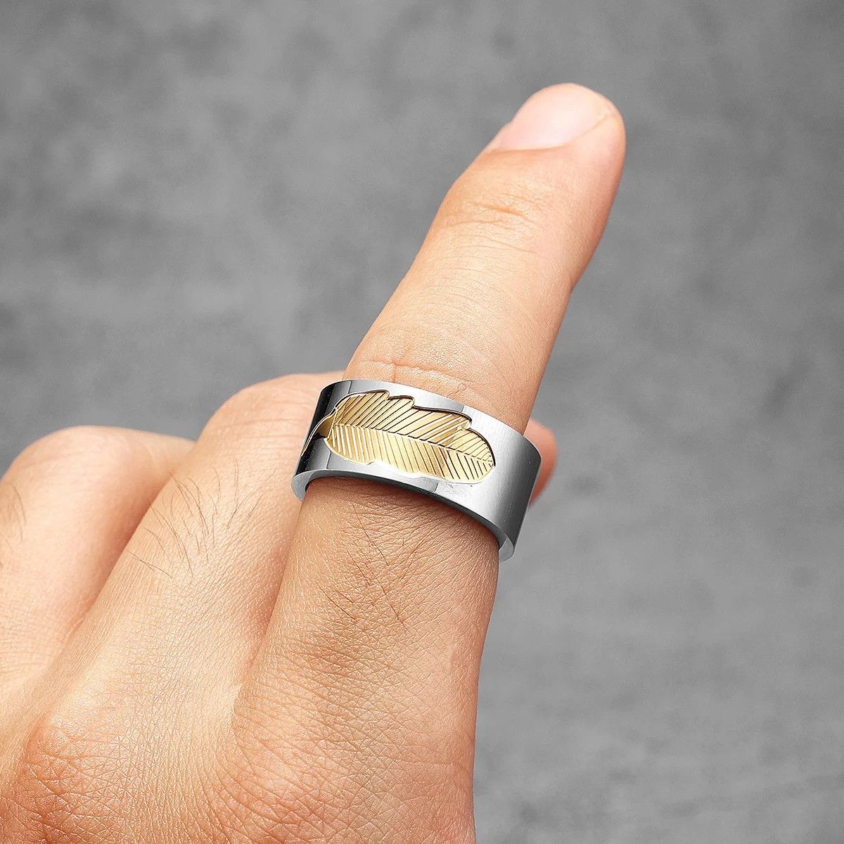 Vintage Sunken Leaves Men Ring Size ONE SIZE - 4 Thumbnail