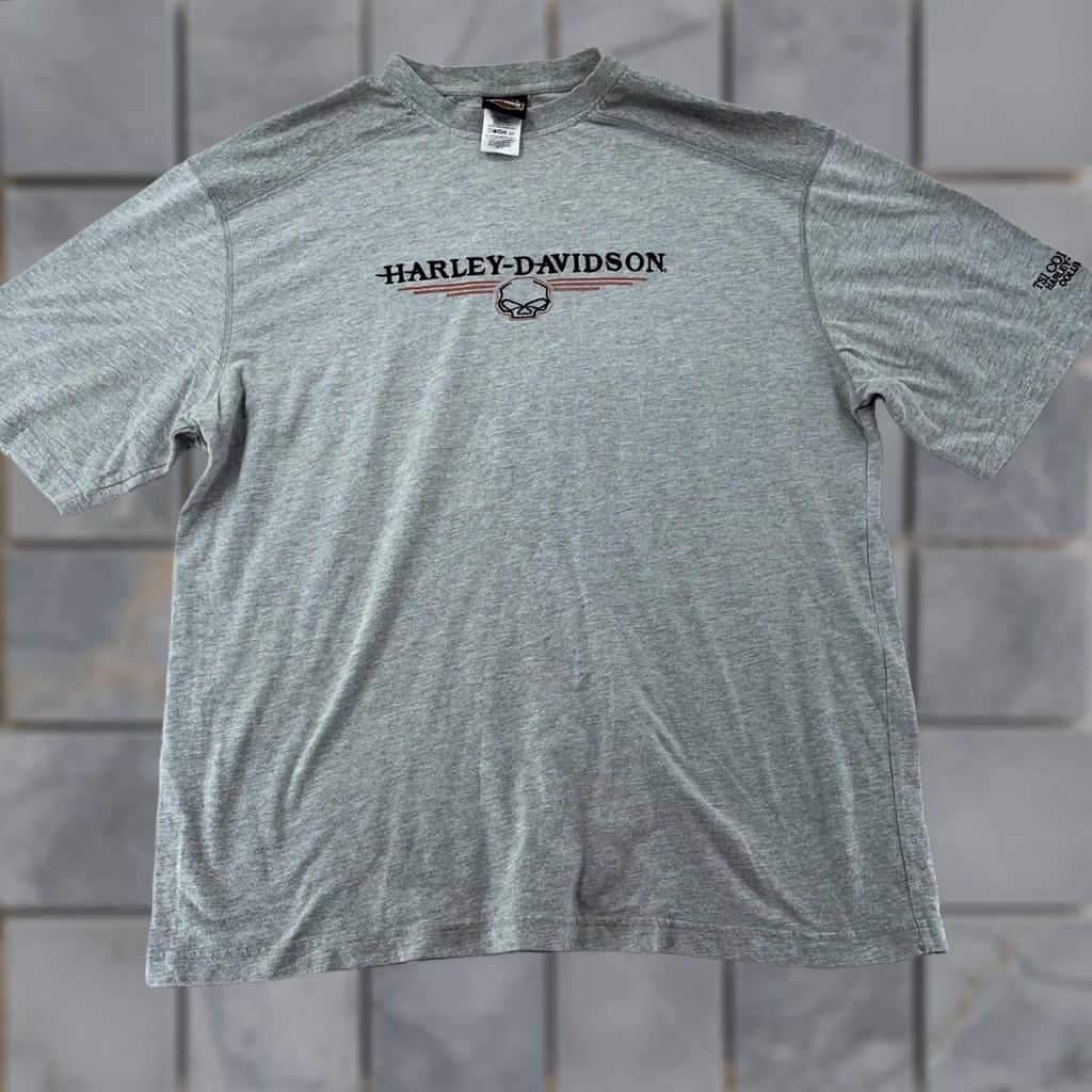 Harley Davidson Harley-Davidson T-Shirt Men Short Sleeve Gray Skull Biker Graphic Print Crew Neck L/XL Quilted Embroidered Columbia Connecticut Tee Size US L / EU 52-54 / 3 - 1 Thumbnail