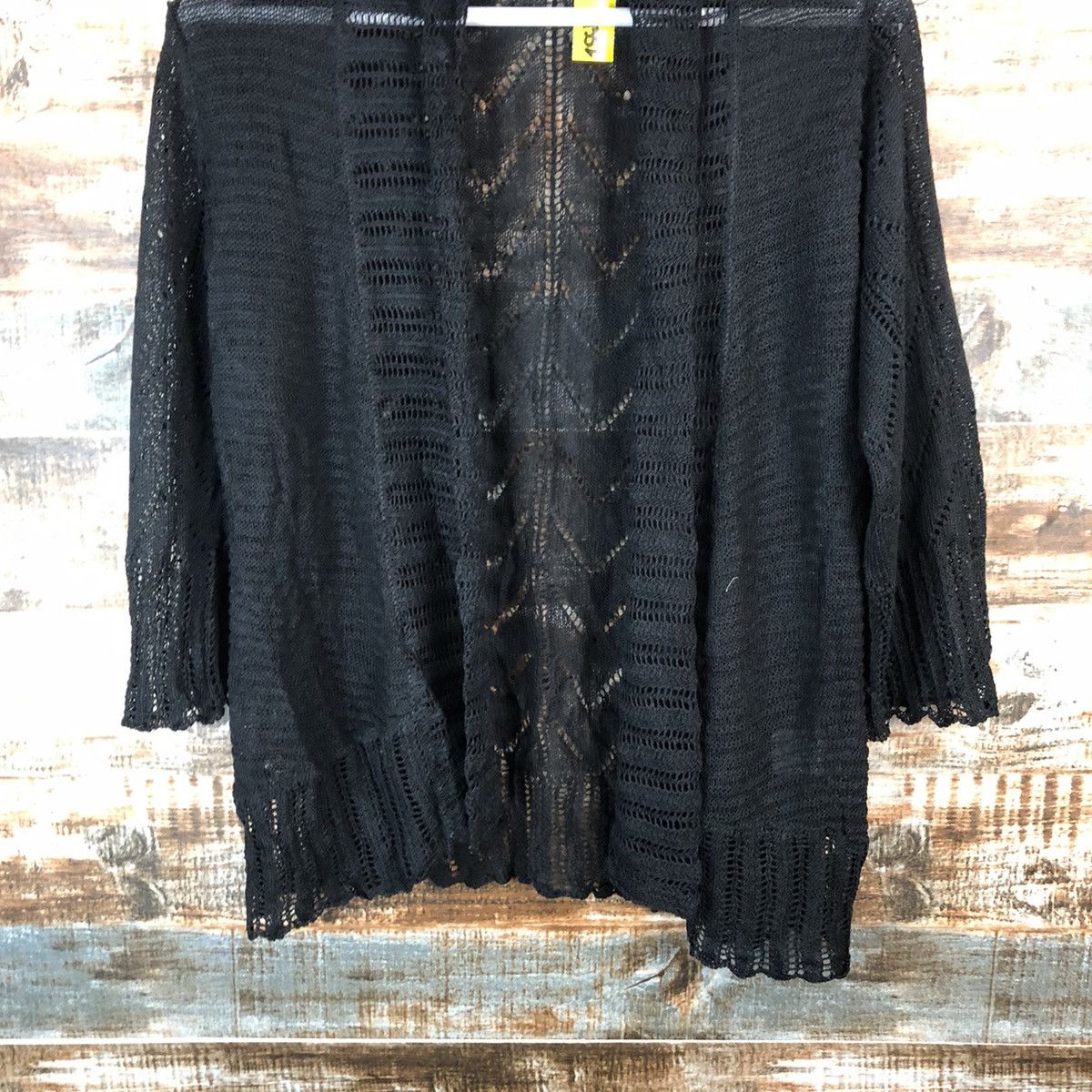Homespun Knitwear × Japanese Brand Ledual Black crochet meshnet Cardigan Knitwear #A1352 Size M / US 6-8 / IT 42-44 - 6 Thumbnail