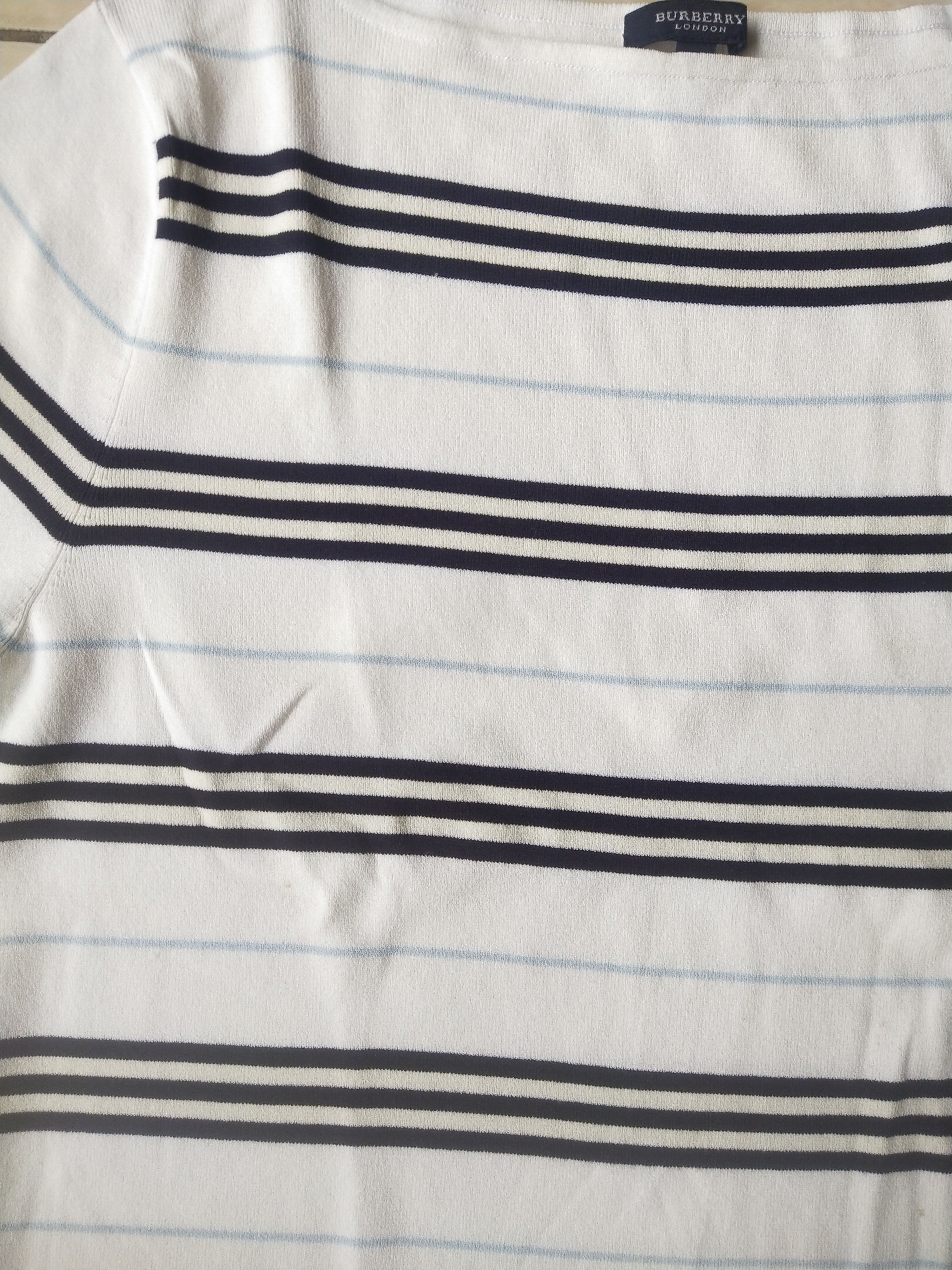 Burberry 2000s Burberry London Striped Knit Top Boat Neck Size S / US 4 / IT 40 - 2 Thumbnail