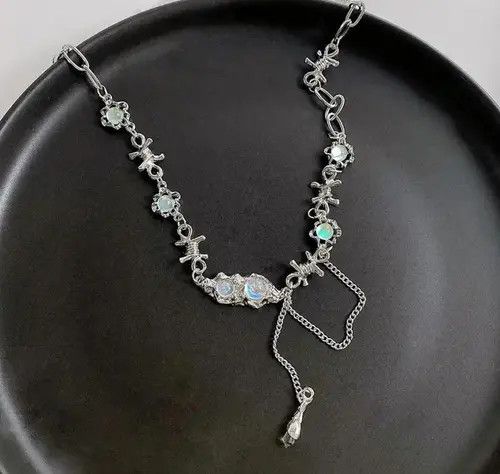 Jewelry Elegant Silver Tone Choker Necklace with Multi-Color Stones Size ONE SIZE - 5 Thumbnail