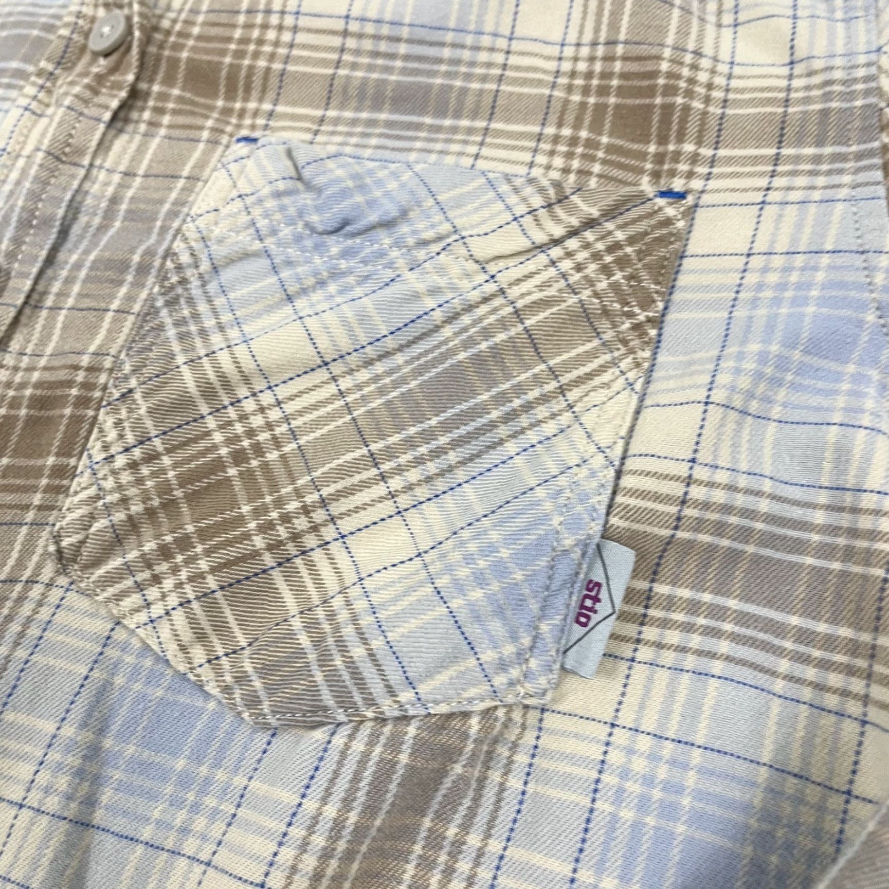 Vintage Stio Dovetail Shirt Womens Medium Brown Blue Plaid Organic Cotton Button Up Hike Size M / US 6-8 / IT 42-44 - 3 Thumbnail