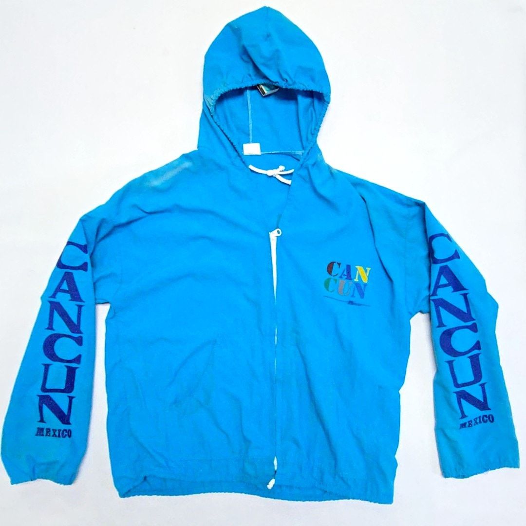 Vintage Vintage Cancun Mexico Windbreaker Jacket Blue Hooded XL Size US M / EU 48-50 / 2 - 1 Thumbnail