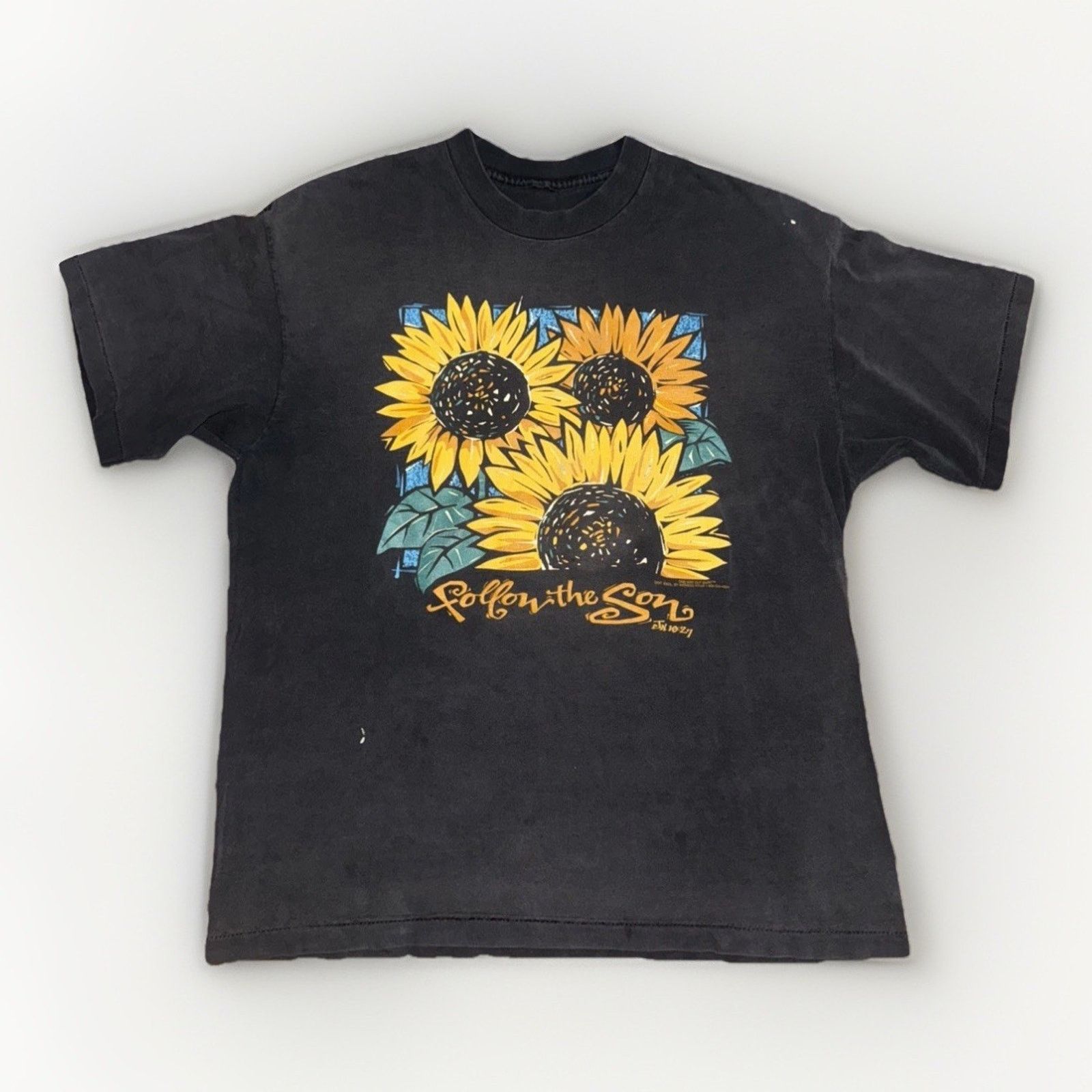 Vintage Vintage Single Stitch Sunflower T-Shirt 2XL Black Size US XXL / EU 58 / 5 - 1 Thumbnail